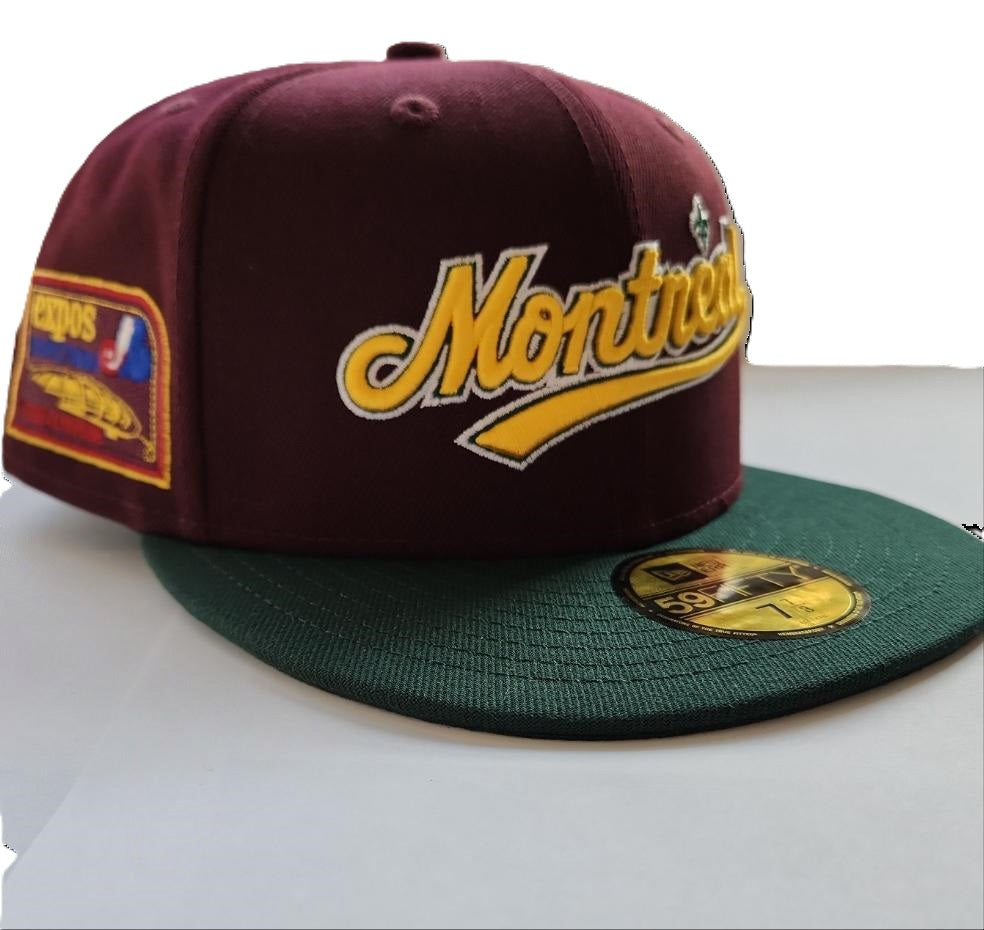 Expos de Montréal MLB New Era pour hommes marron/vert 59Fifty Olympic Stadium Patch Cooperstown Casquette ajustée