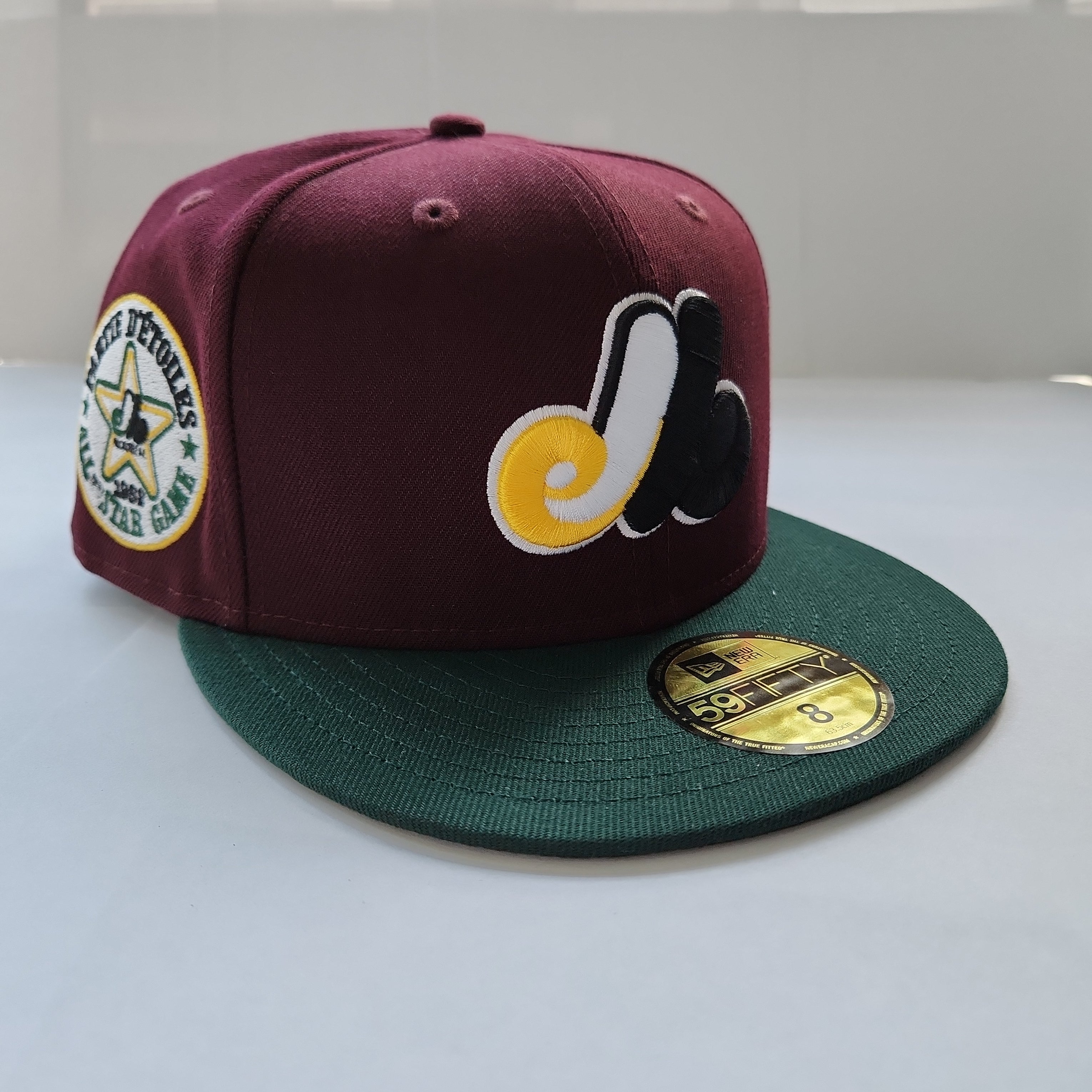 Casquette ajustée Cooperstown pour homme MLB New Era 59Fifty 1982 All Star Game Bordeaux/Vert des Expos de Montréal
