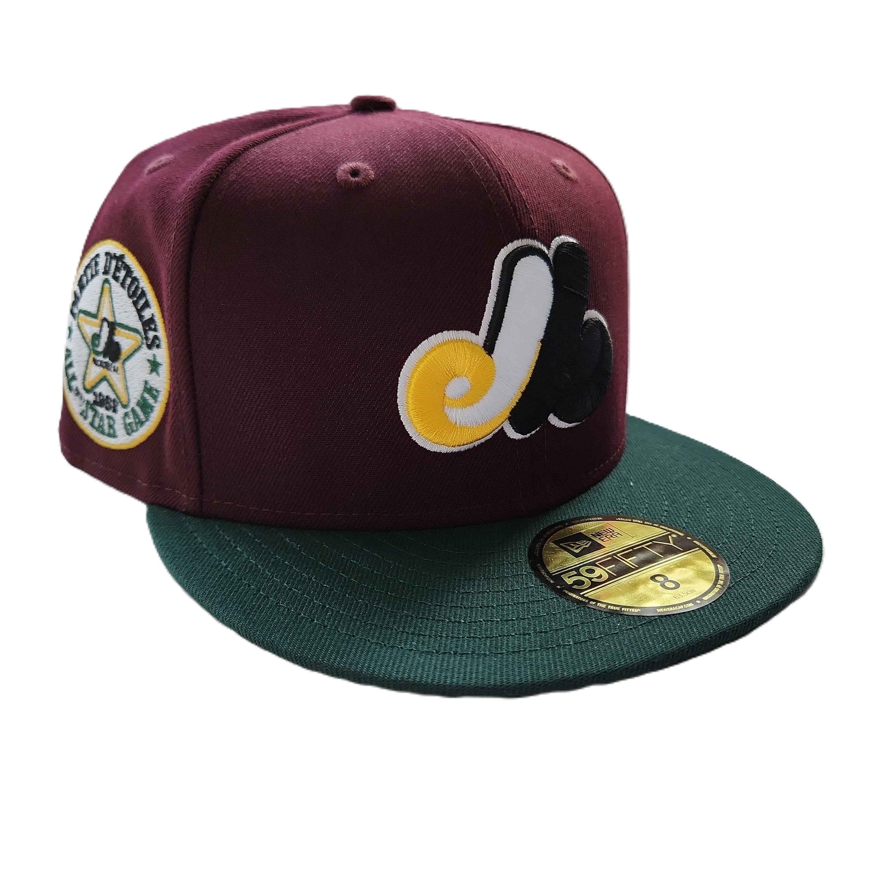 Casquette ajustée Cooperstown pour homme MLB New Era 59Fifty 1982 All Star Game Bordeaux/Vert des Expos de Montréal