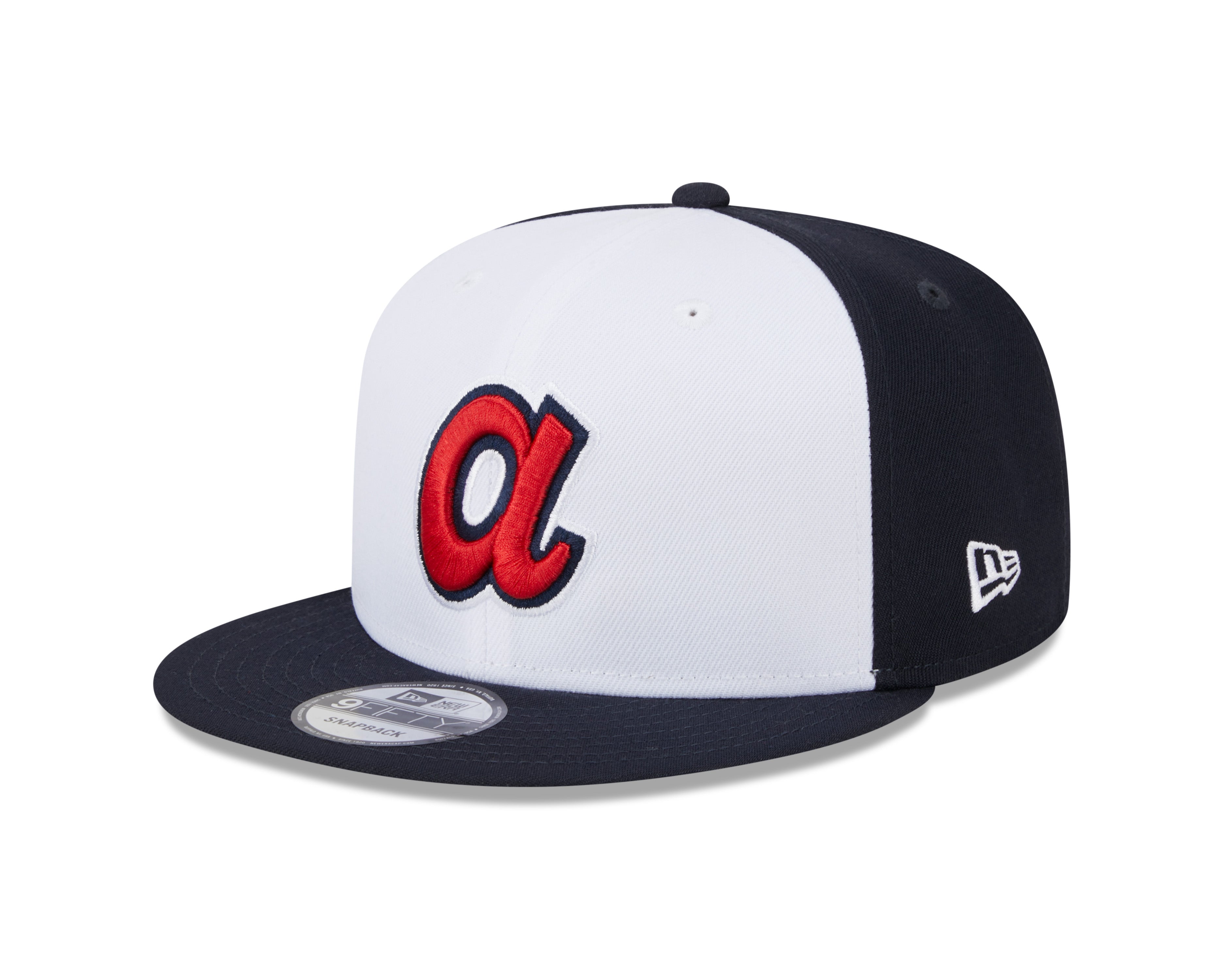 Casquette d'entraînement au bâton New Era MLB Atlanta Braves 9Fifty 2024 pour homme, blanche/bleu marine