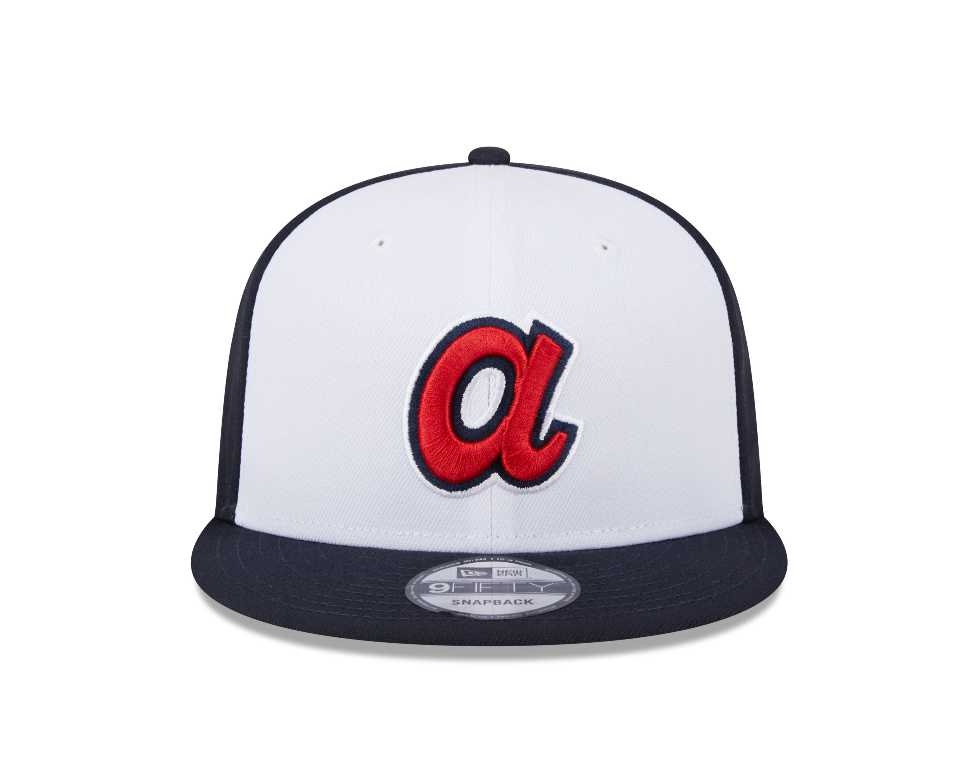 Casquette d'entraînement au bâton New Era MLB Atlanta Braves 9Fifty 2024 pour homme, blanche/bleu marine
