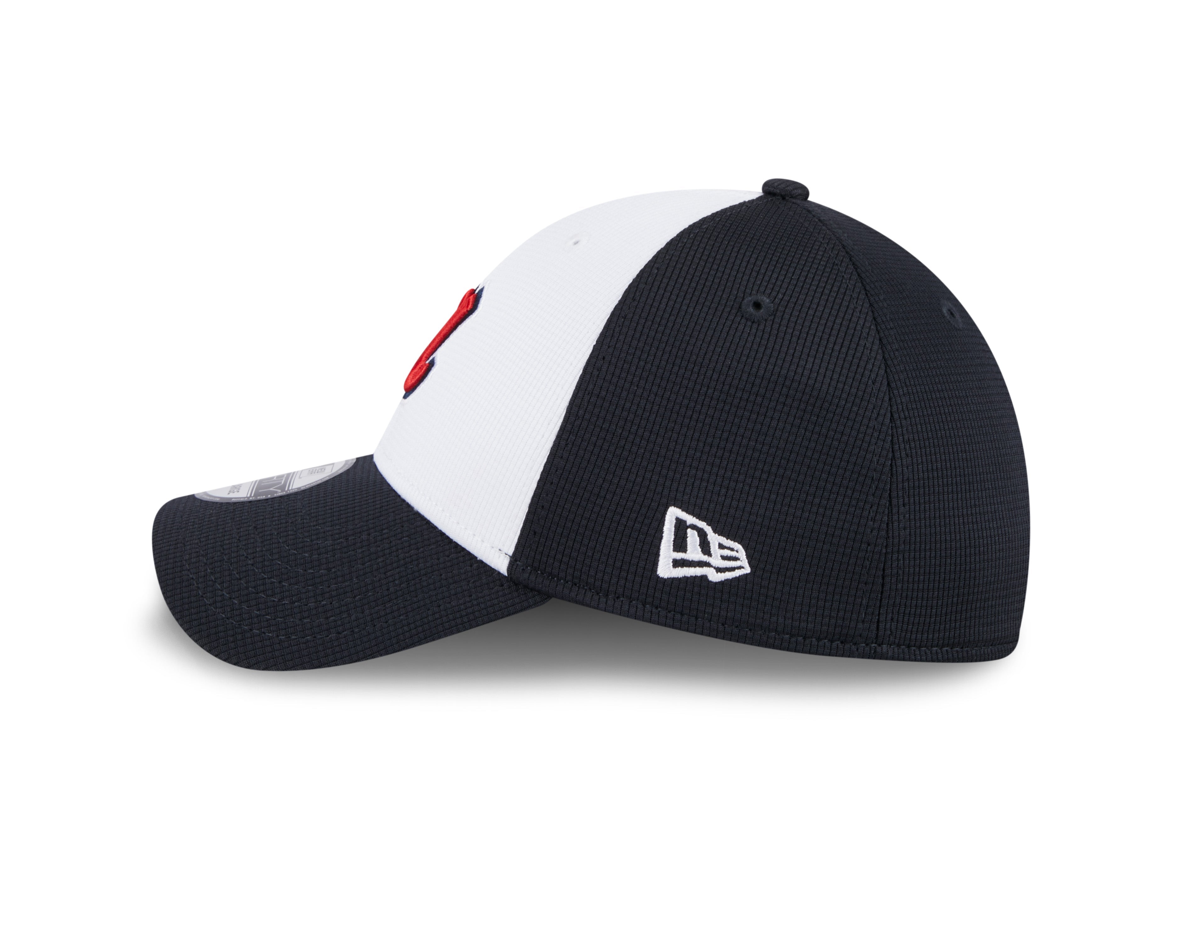 Casquette extensible d'entraînement au bâton 39Thirty 2024 MLB New Era pour homme des Braves d'Atlanta, blanche/bleu roi