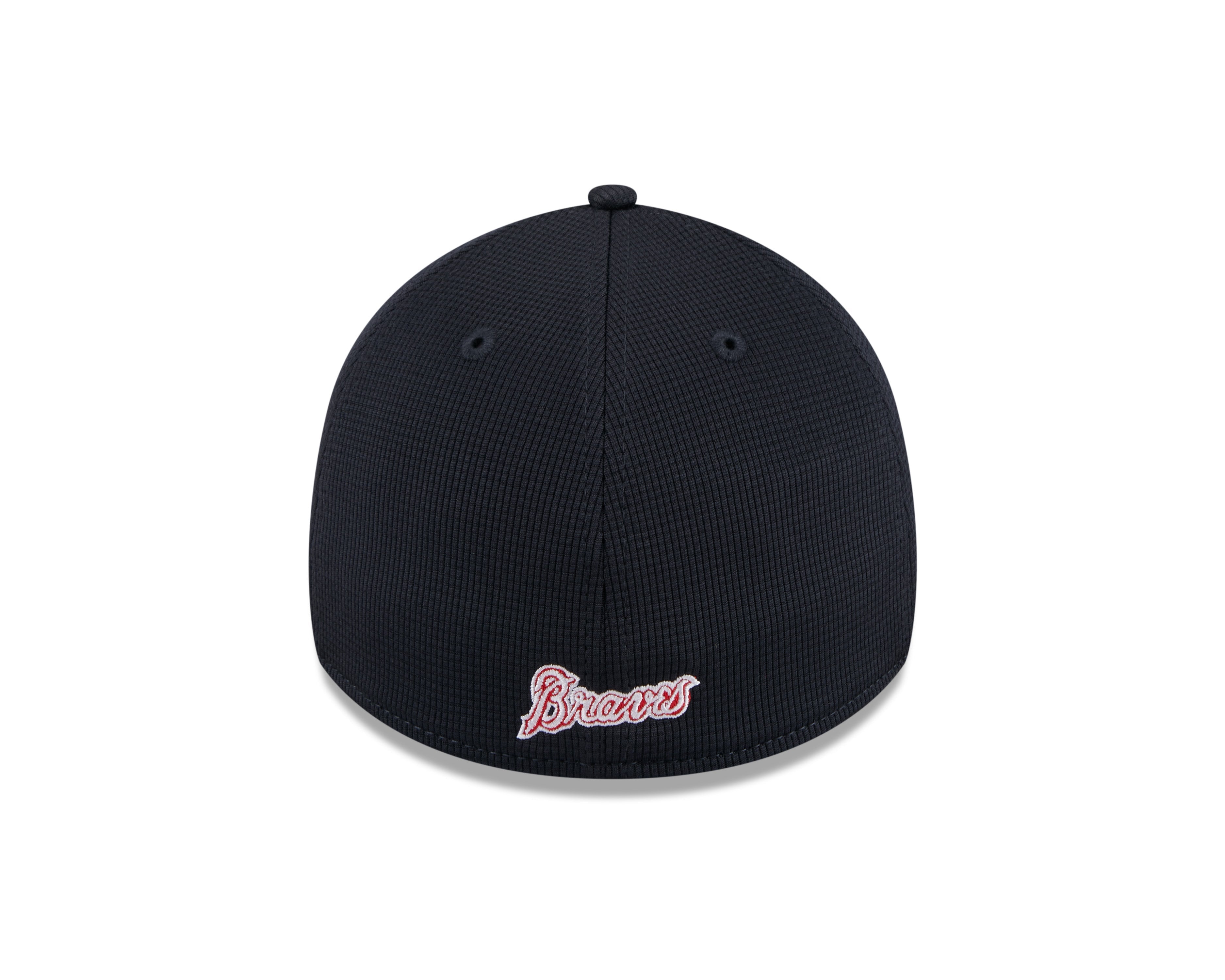 Casquette extensible d'entraînement au bâton 39Thirty 2024 MLB New Era pour homme des Braves d'Atlanta, blanche/bleu roi