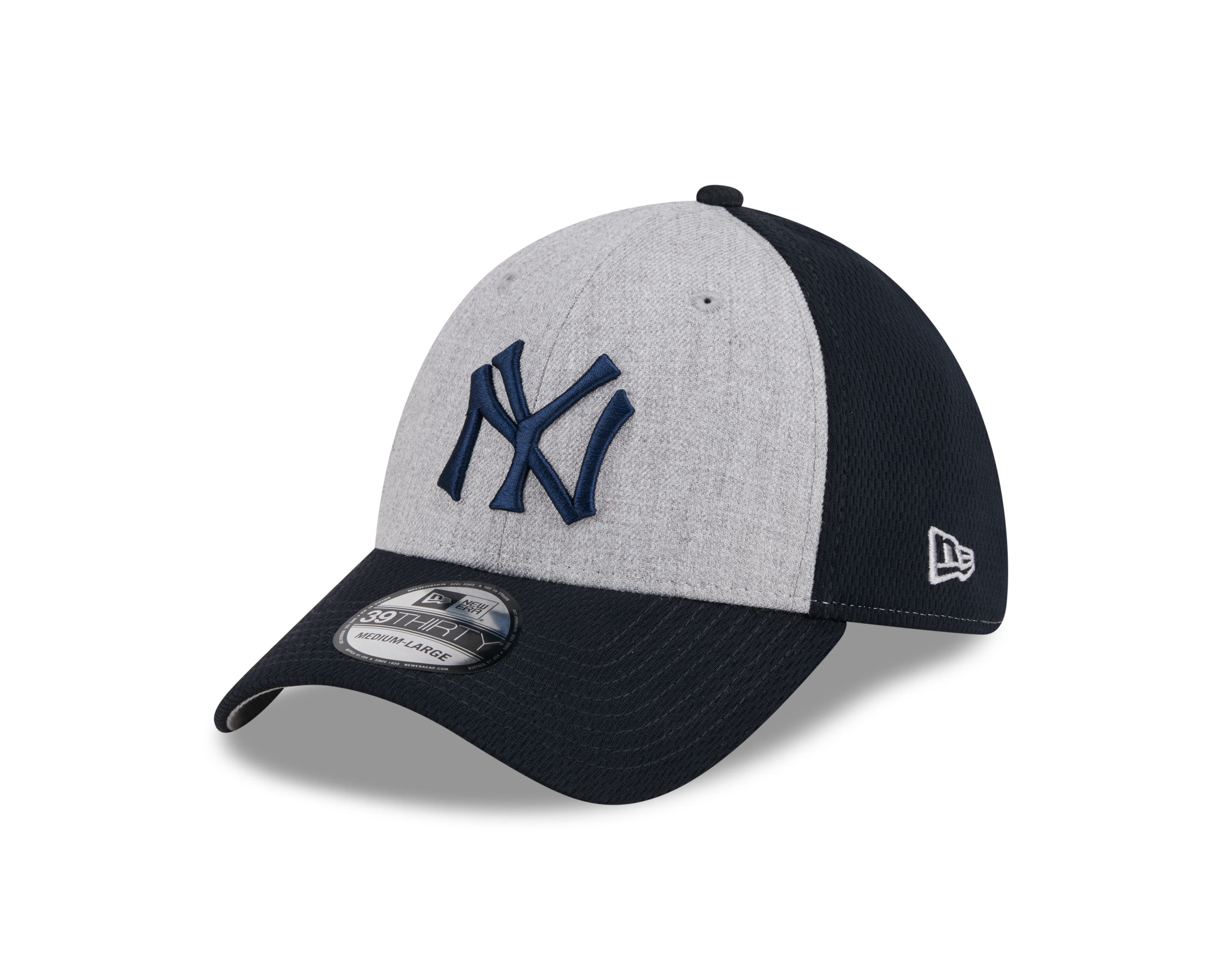 Casquette extensible New Era 39Thirty Throwback pour homme, gris/bleu marine, des Yankees de New York MLB