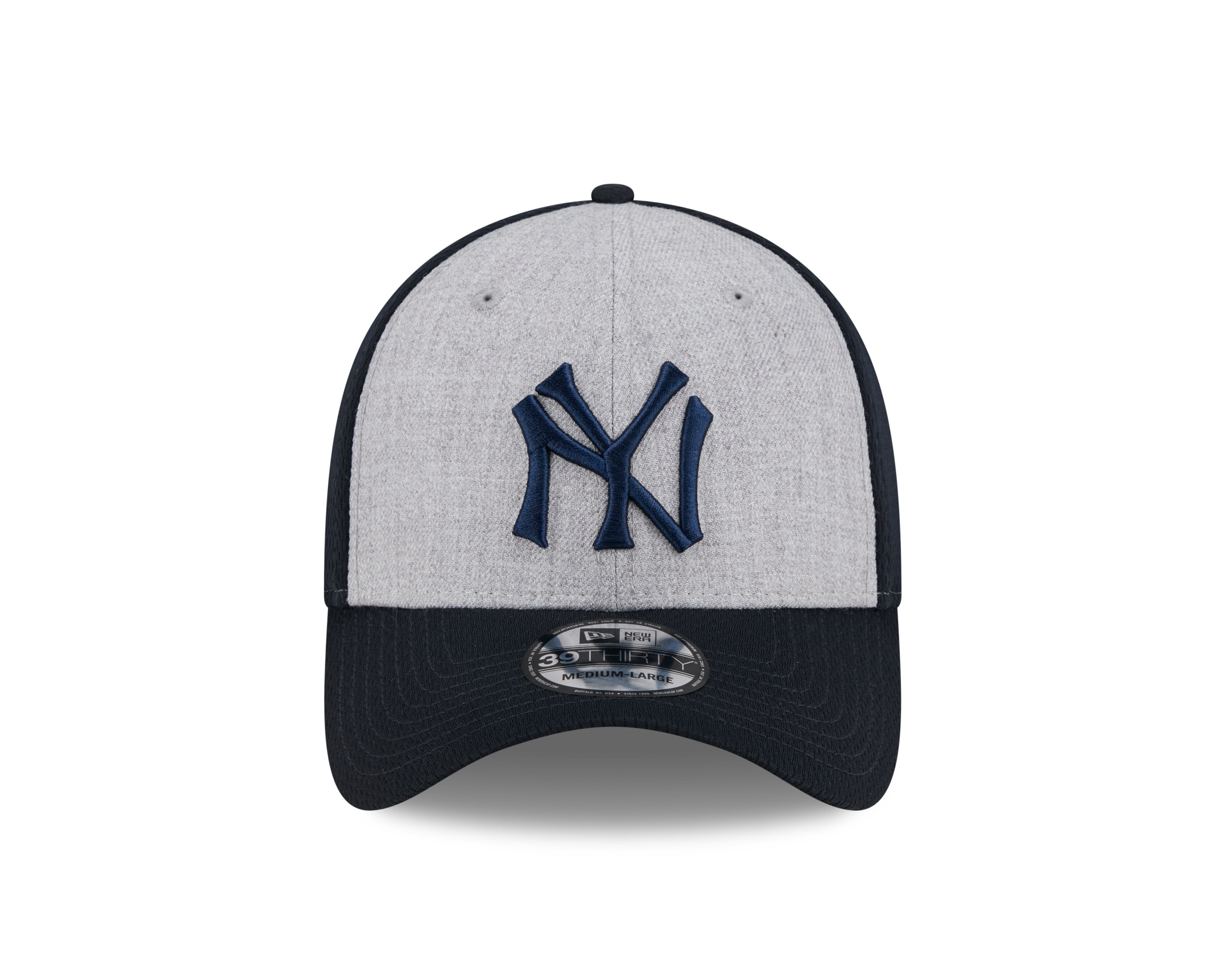 Casquette extensible New Era 39Thirty Throwback pour homme, gris/bleu marine, des Yankees de New York MLB