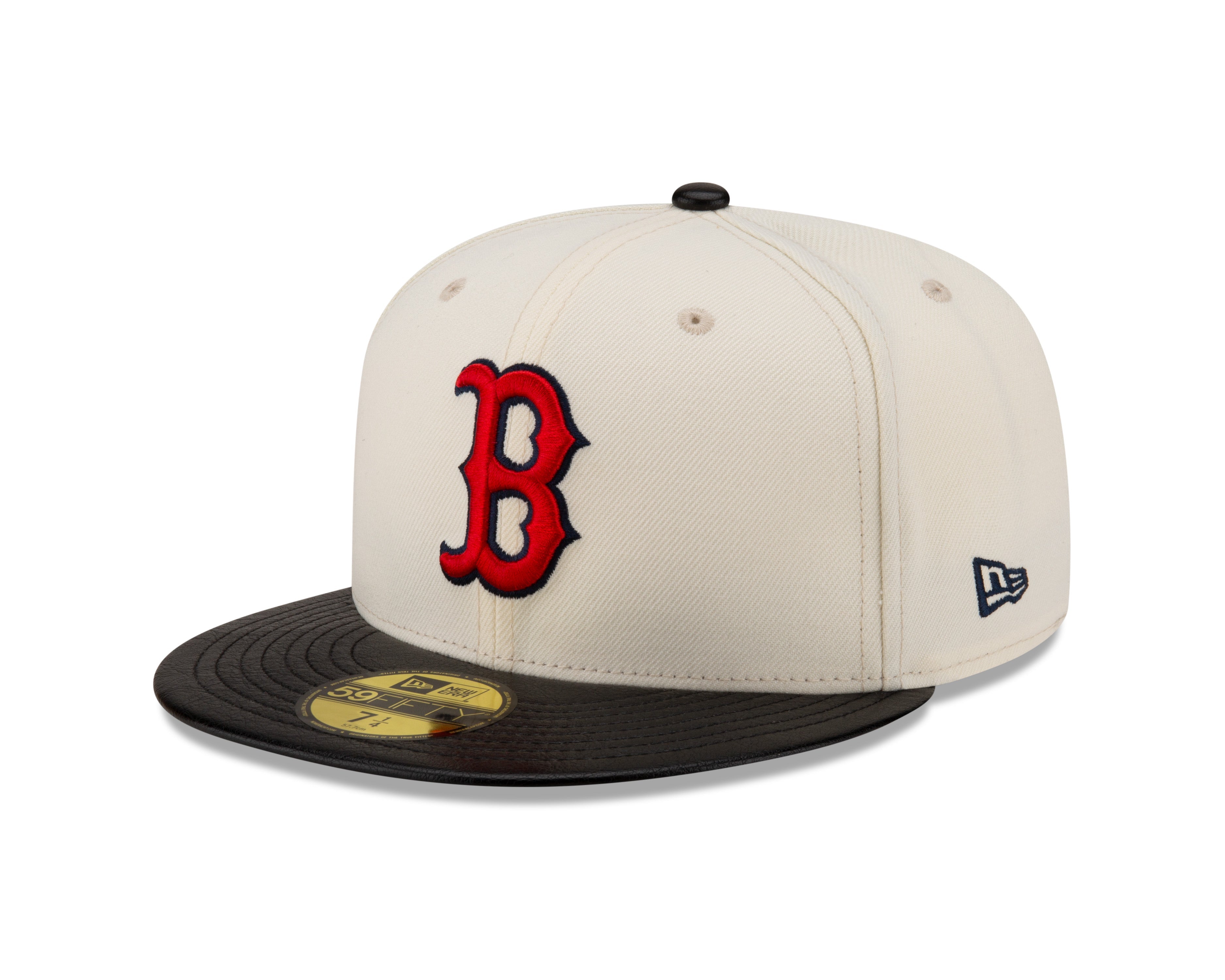 Casquette ajustée en cuir pour homme Boston Red Sox MLB New Era 59Fifty Game Night blanc cassé