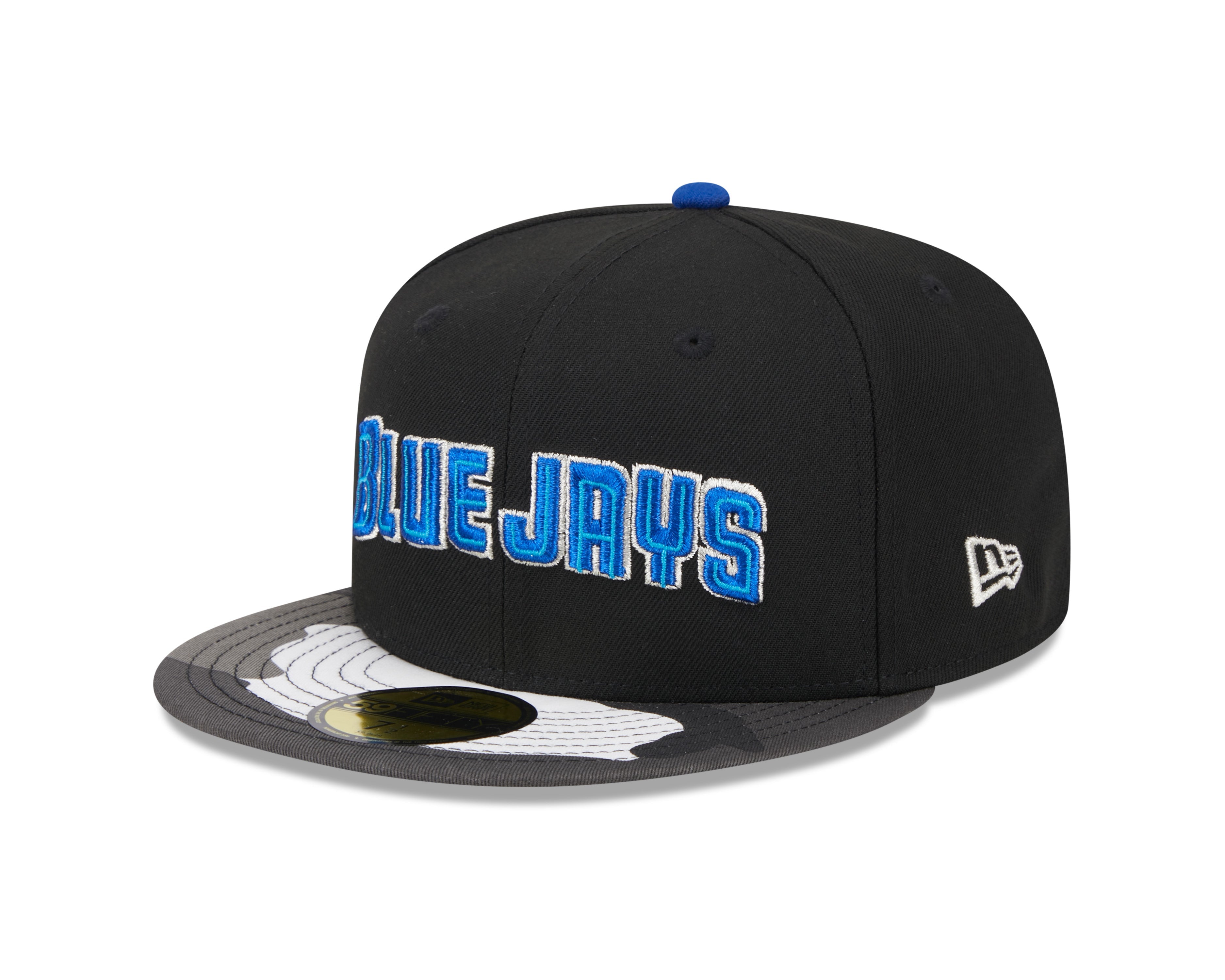 Casquette ajustée métallique 59Fifty à motif camouflage noir pour homme des Blue Jays de Toronto MLB New Era