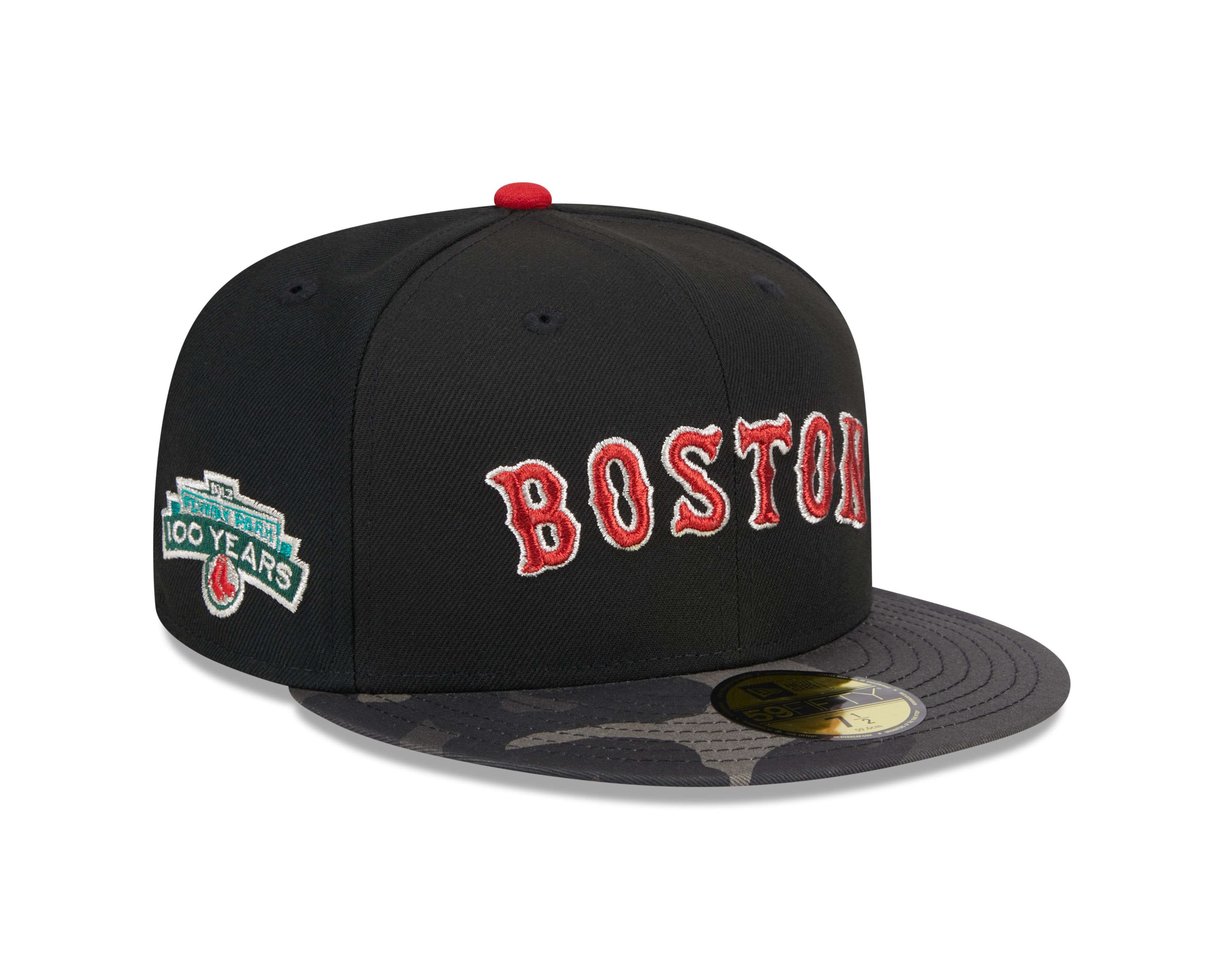 Casquette ajustée métallisée 59Fifty camouflage noire pour homme Boston Red Sox MLB New Era