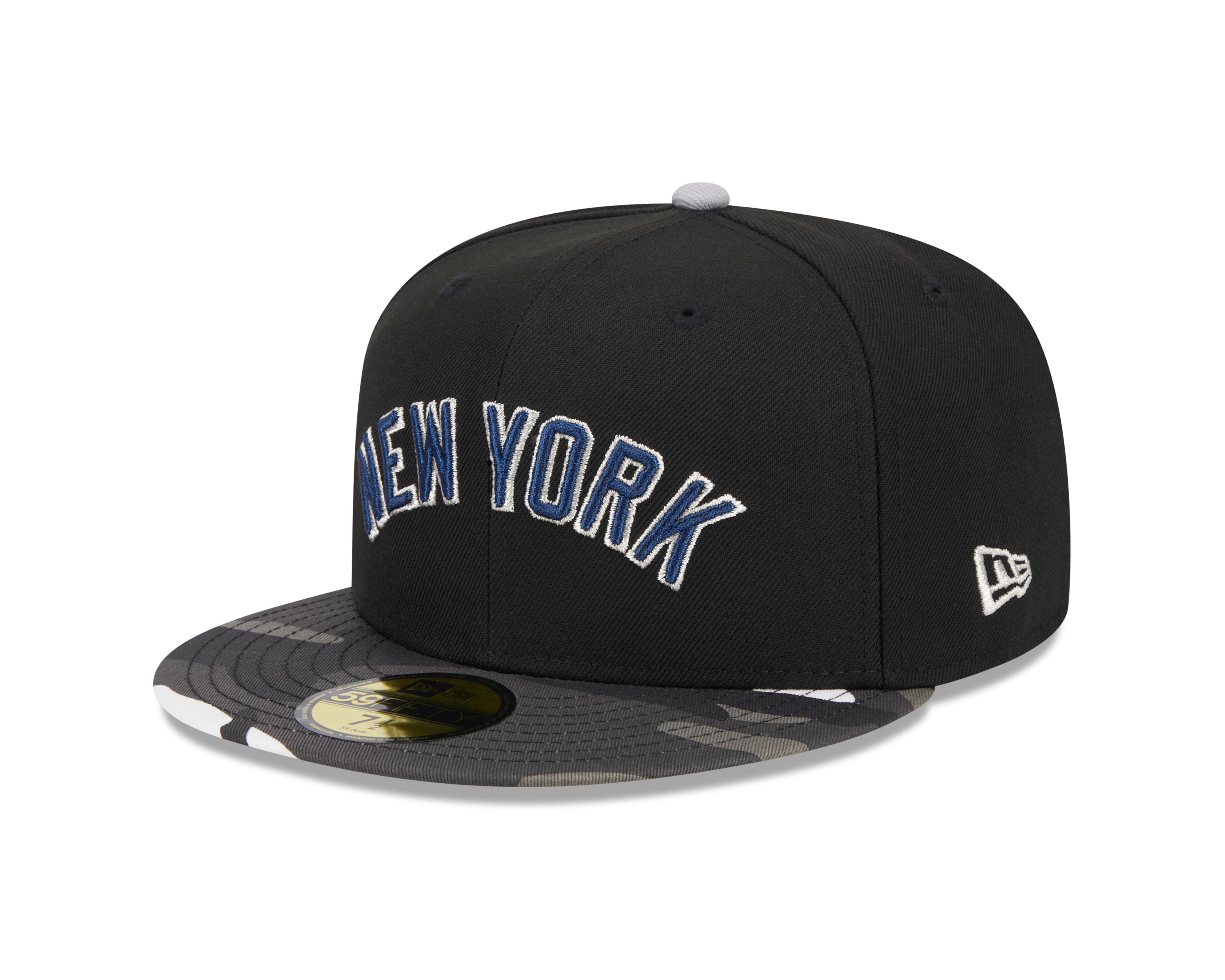 New York Yankees MLB New Era Men's Black Camo 59Fifty Metallic Fitted Hat