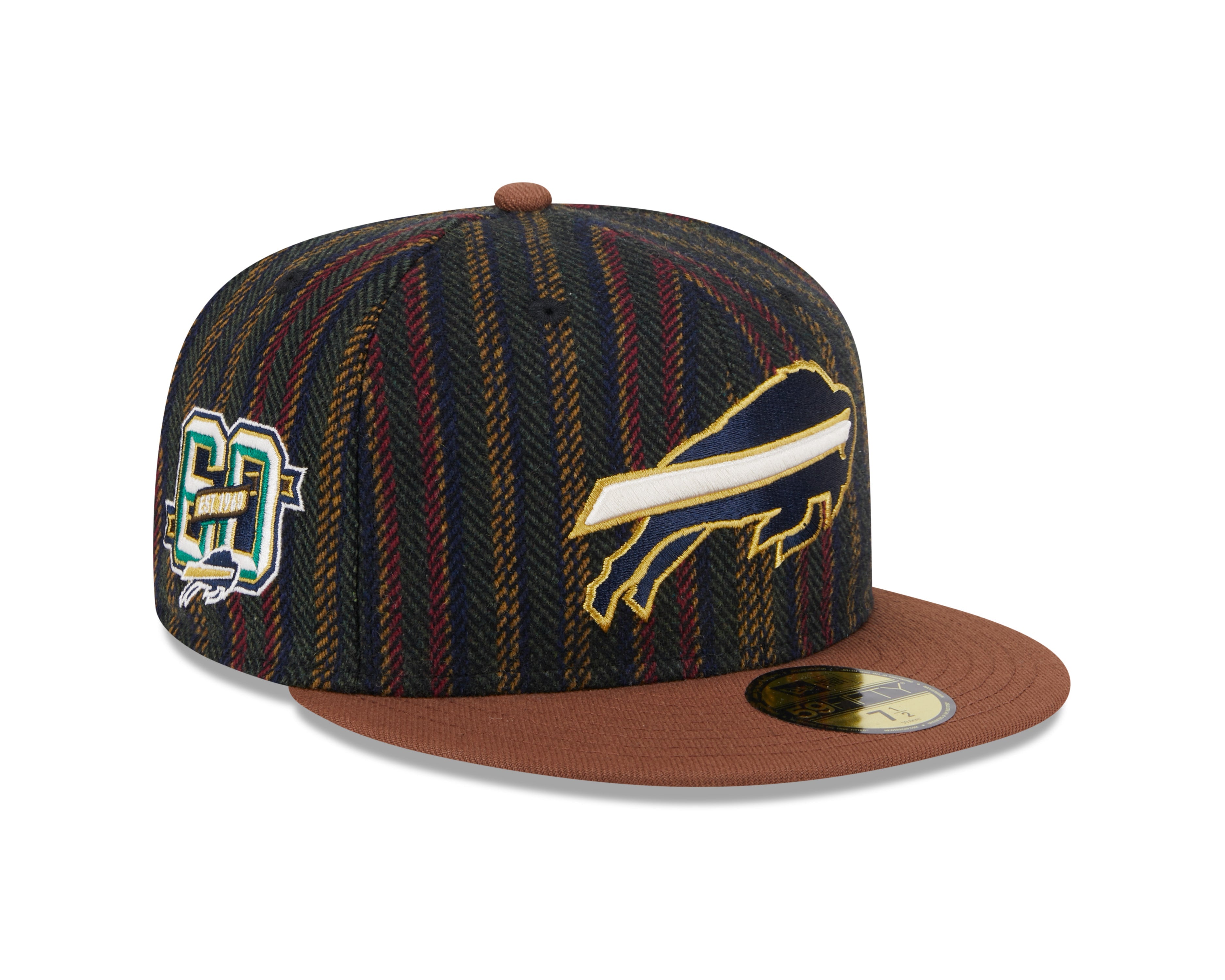 Buffalo Bills NFL New Era Men's Vintage Herringbone 59Fifty 60th Anniversary Fitted Hat