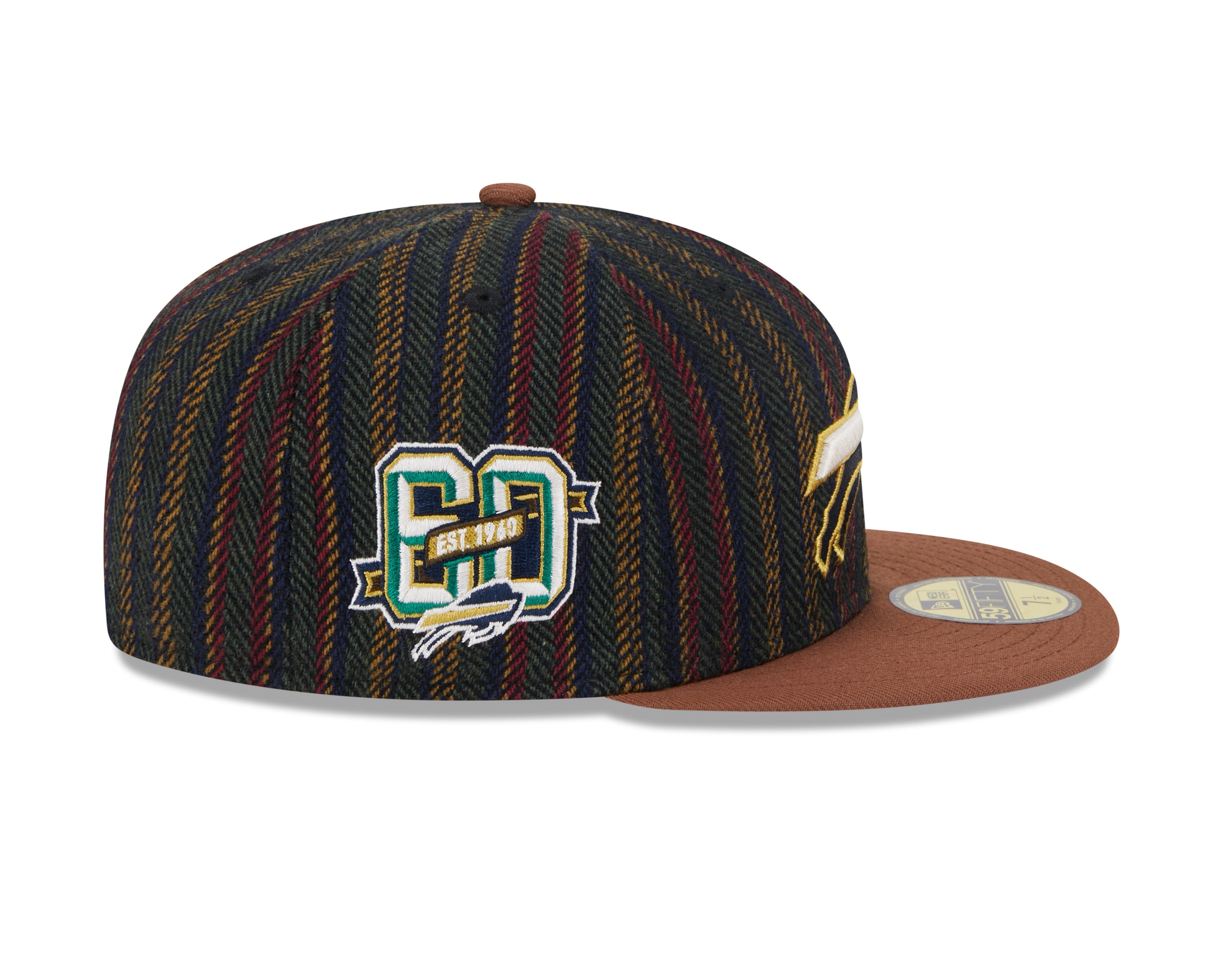 Buffalo Bills NFL New Era Men's Vintage Herringbone 59Fifty 60th Anniversary Fitted Hat