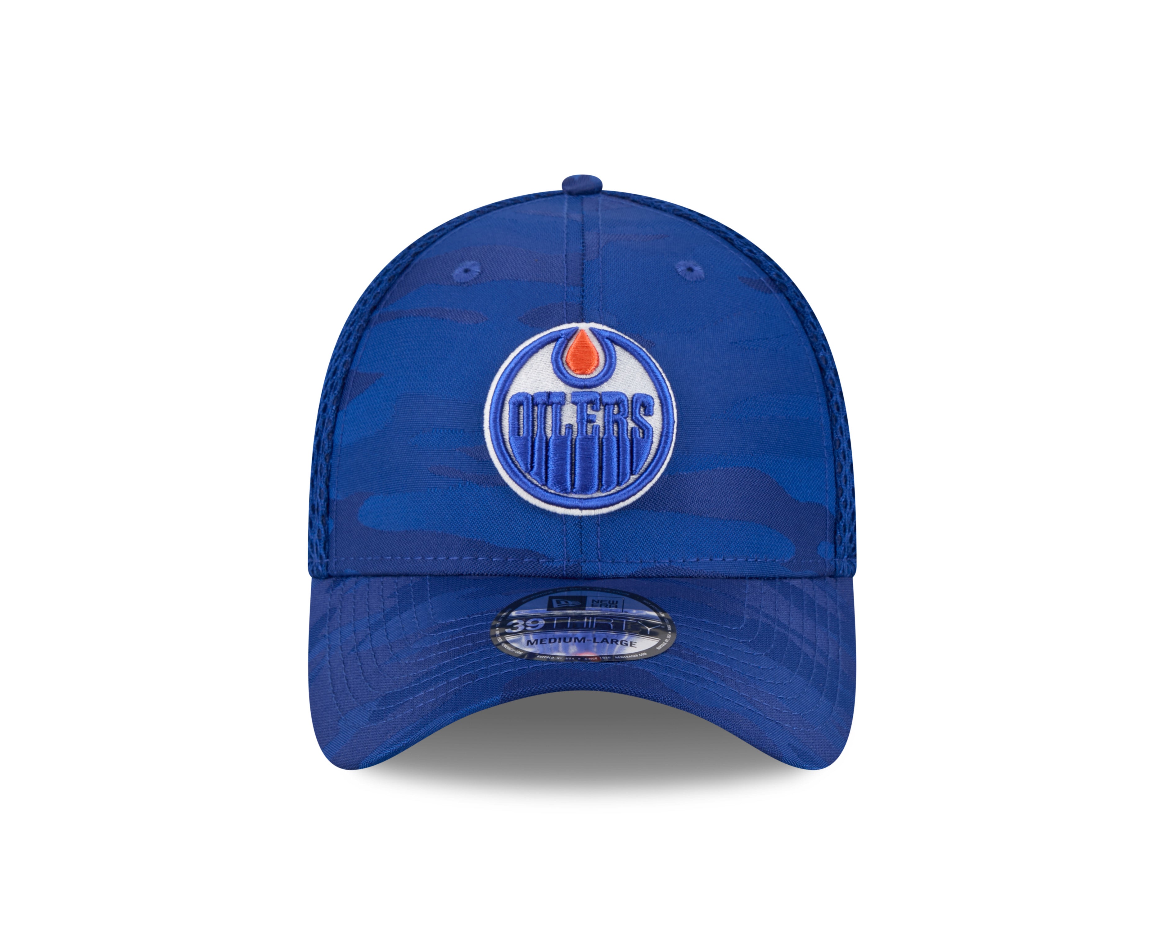 Edmonton Oilers NHL New Era Men's Royal 39Thirty Camo Neo Stretch Fit Hat
