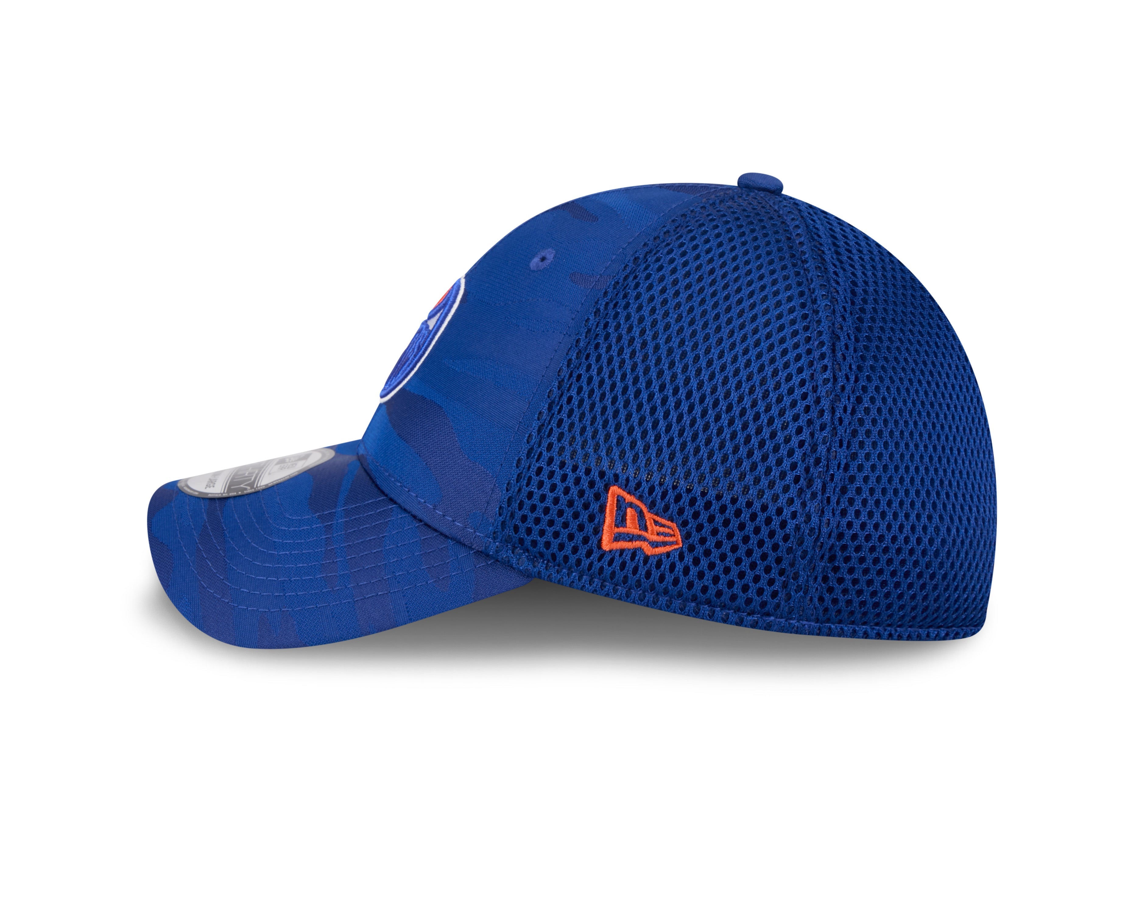 Edmonton Oilers NHL New Era Men's Royal 39Thirty Camo Neo Stretch Fit Hat