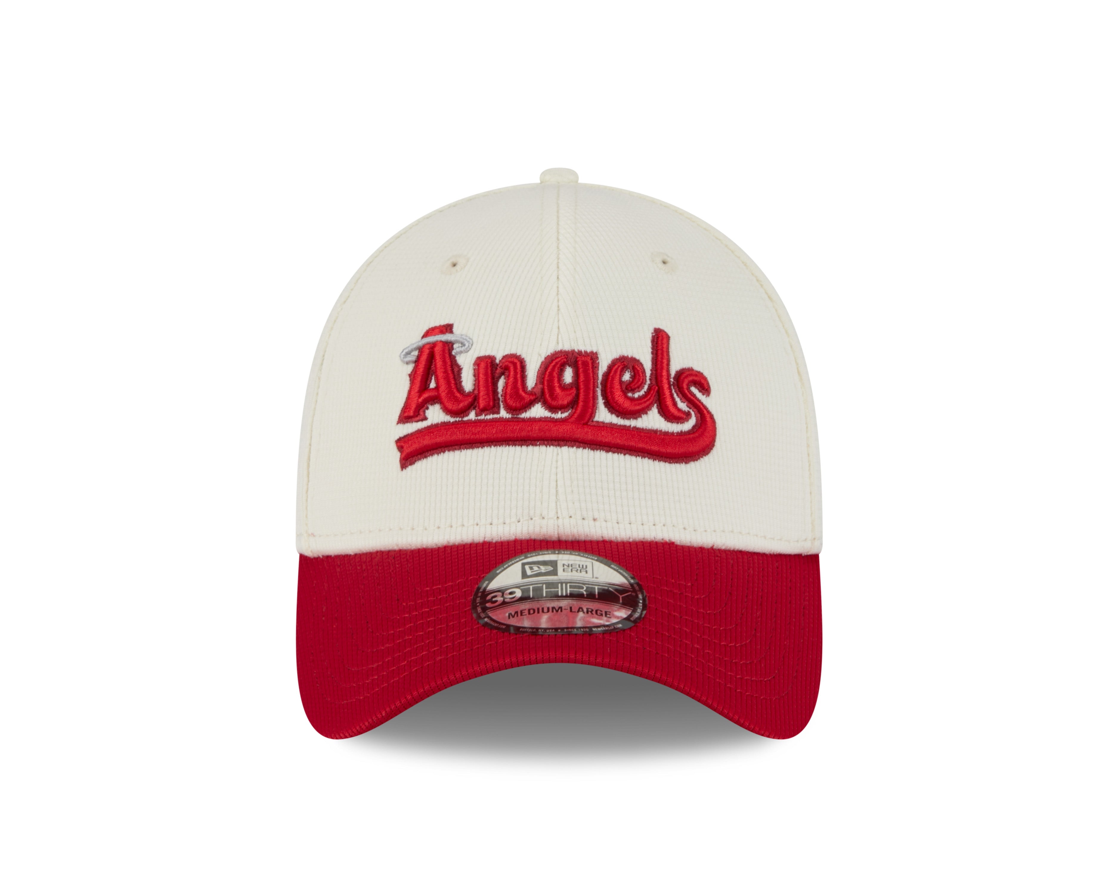 Anaheim Angels MLB New Era Men's Beige/Red 39Thirty 2022 City Connect Stretch Fit Hat