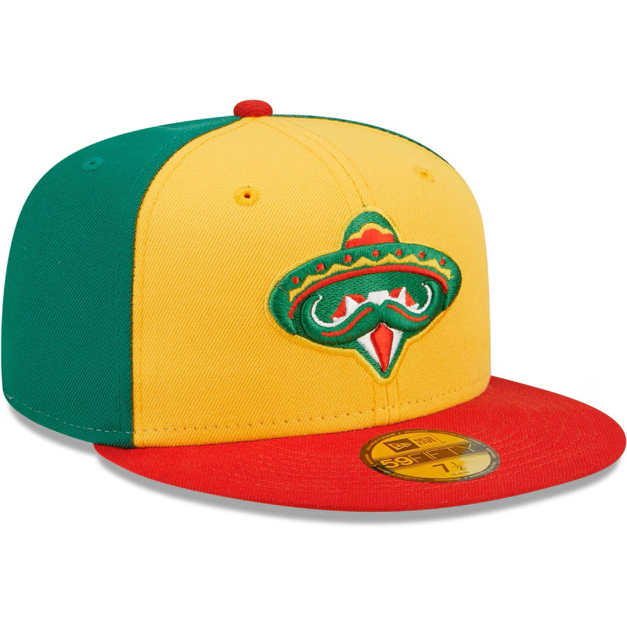 Arkansas Travelers MiLB New Era Men's Yellow/Red 59Fifty Copa De La Diversion Fitted Hat