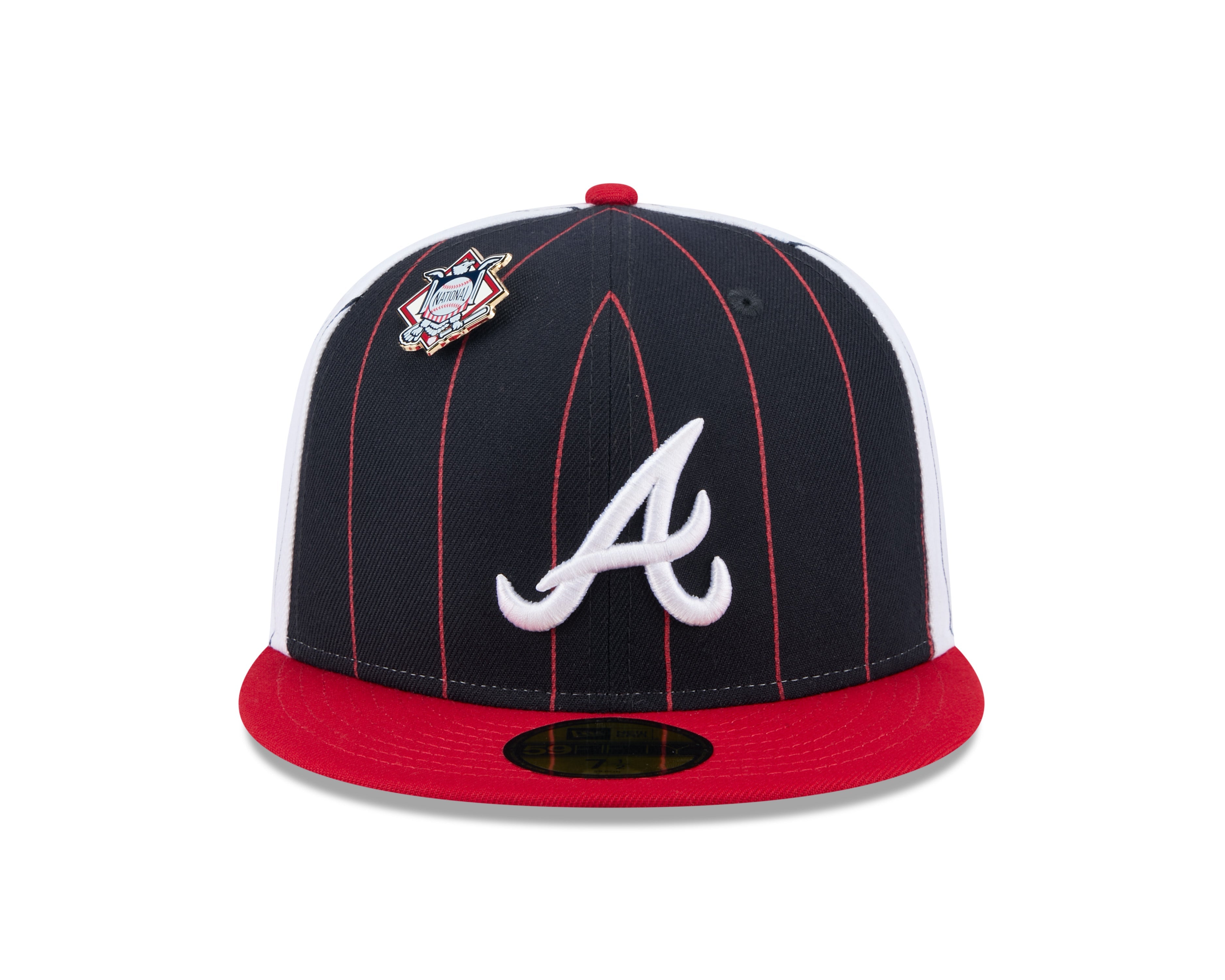 Atlanta Braves MLB New Era Men's Navy 59Fifty Two Tone Pinstripe Fitted Hat