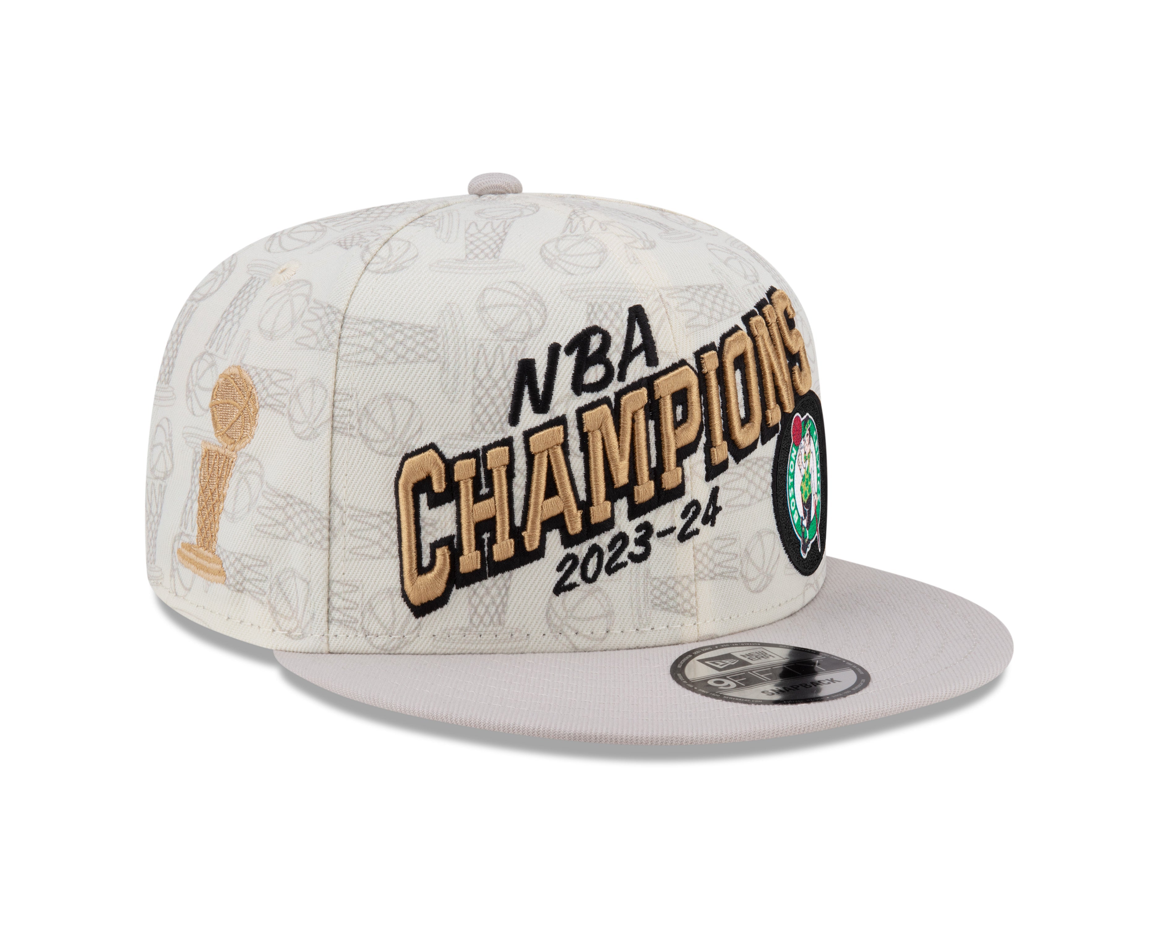 Casquette snapback NBA New Era pour homme Boston Celtics 9Fifty Finals 2024 Champions Locker Room Crème