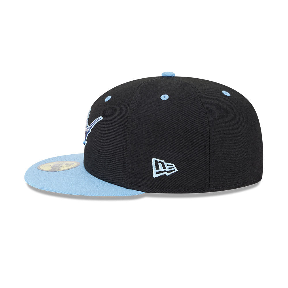 Casquette ajustée 59Fifty Alternate Authentic Collection des Columbus Clippers MiLB, noire/bleu clair, pour homme, de la marque New Era.