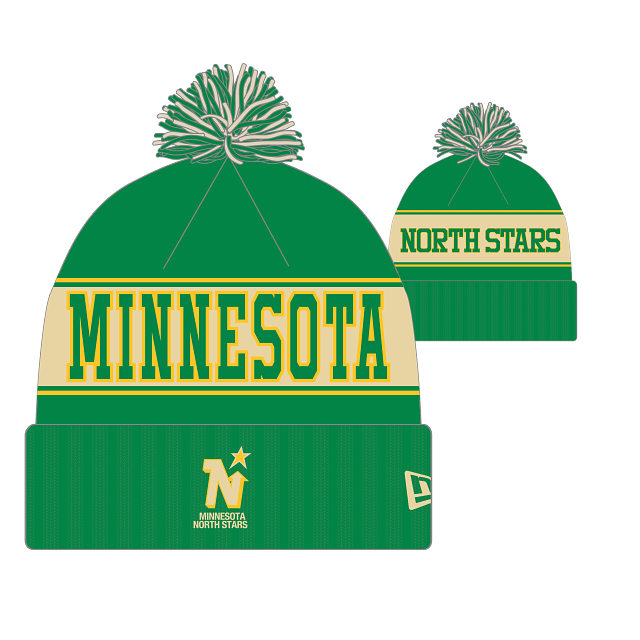 Bonnet à pompon rétro en tricot vert pour homme Minnesota North Stars NHL New Era