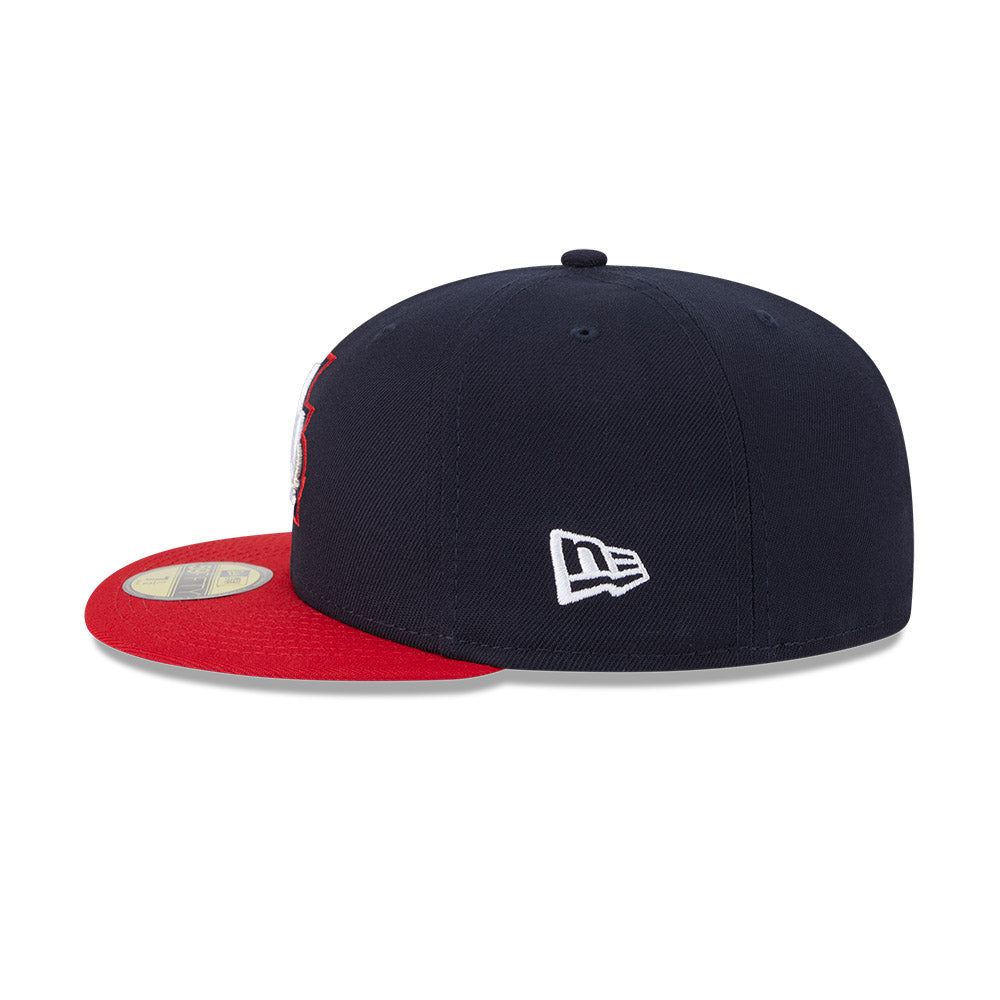 Casquette New Era 59Fifty Fitted Authentic Collection des New Hampshire Fisher Cats de la MiLB, bleu marine/rouge, pour homme.