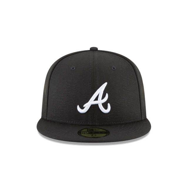 Atlanta Braves MLB New Era Men's Black White 59Fifty Basic Fitted Hat