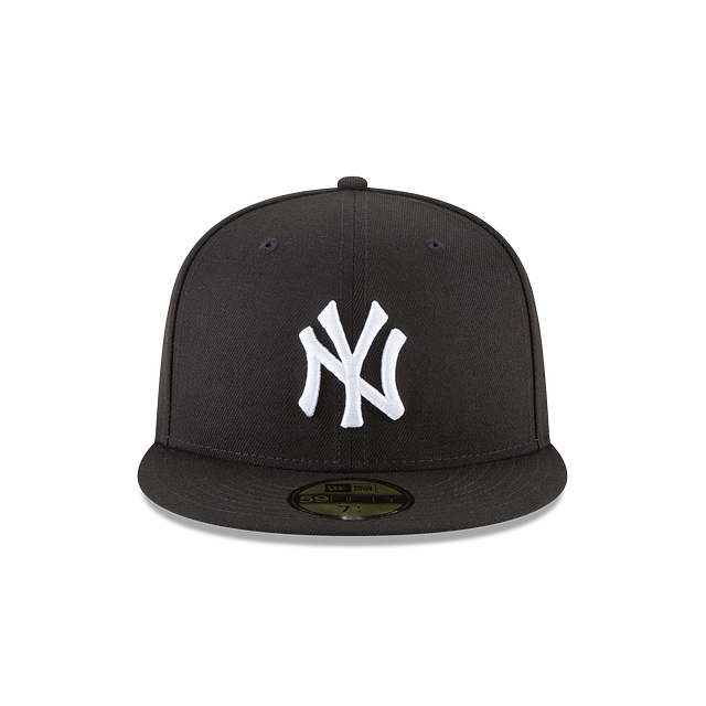 New York Yankees MLB New Era Men's Black White 59Fifty Basic Fitted Hat