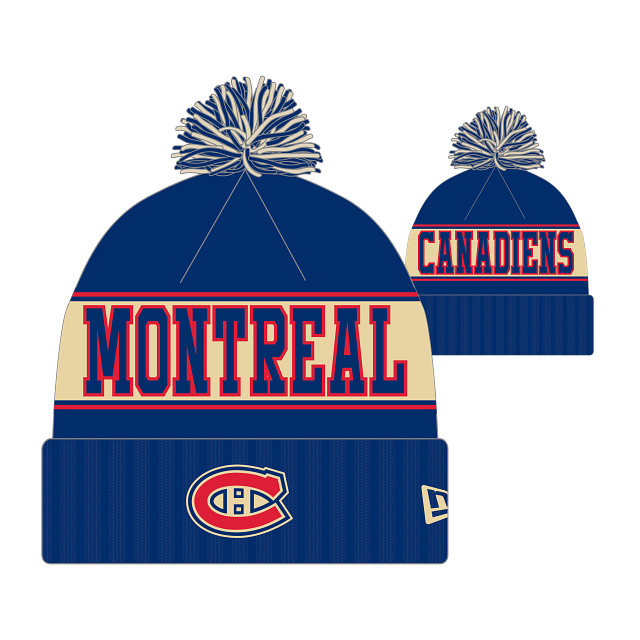 Bonnet à pompon en tricot rétro royal pour homme des Canadiens de Montréal de la LNH New Era