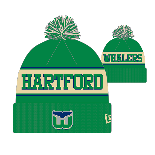 Bonnet à pompon en tricot rétro vert pour homme Hartford Whalers NHL New Era