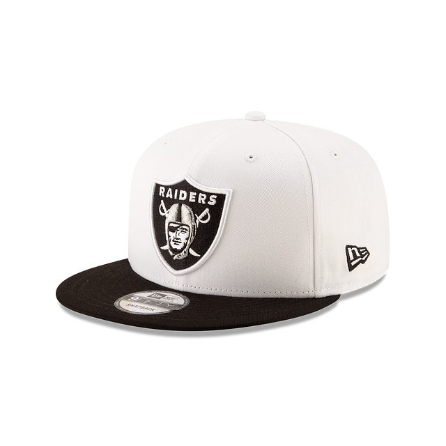 Casquette à pression basique bicolore 9Fifty 2 tons pour homme des Raiders de Las Vegas NFL New Era blanche/noire
