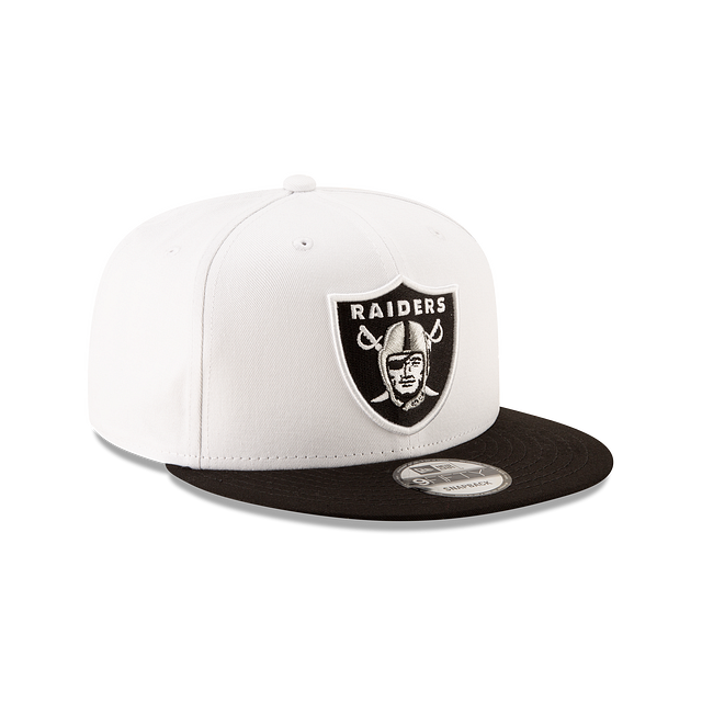 Casquette à pression basique bicolore 9Fifty 2 tons pour homme des Raiders de Las Vegas NFL New Era blanche/noire