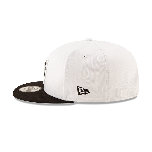 Casquette à pression basique bicolore 9Fifty 2 tons pour homme des Raiders de Las Vegas NFL New Era blanche/noire