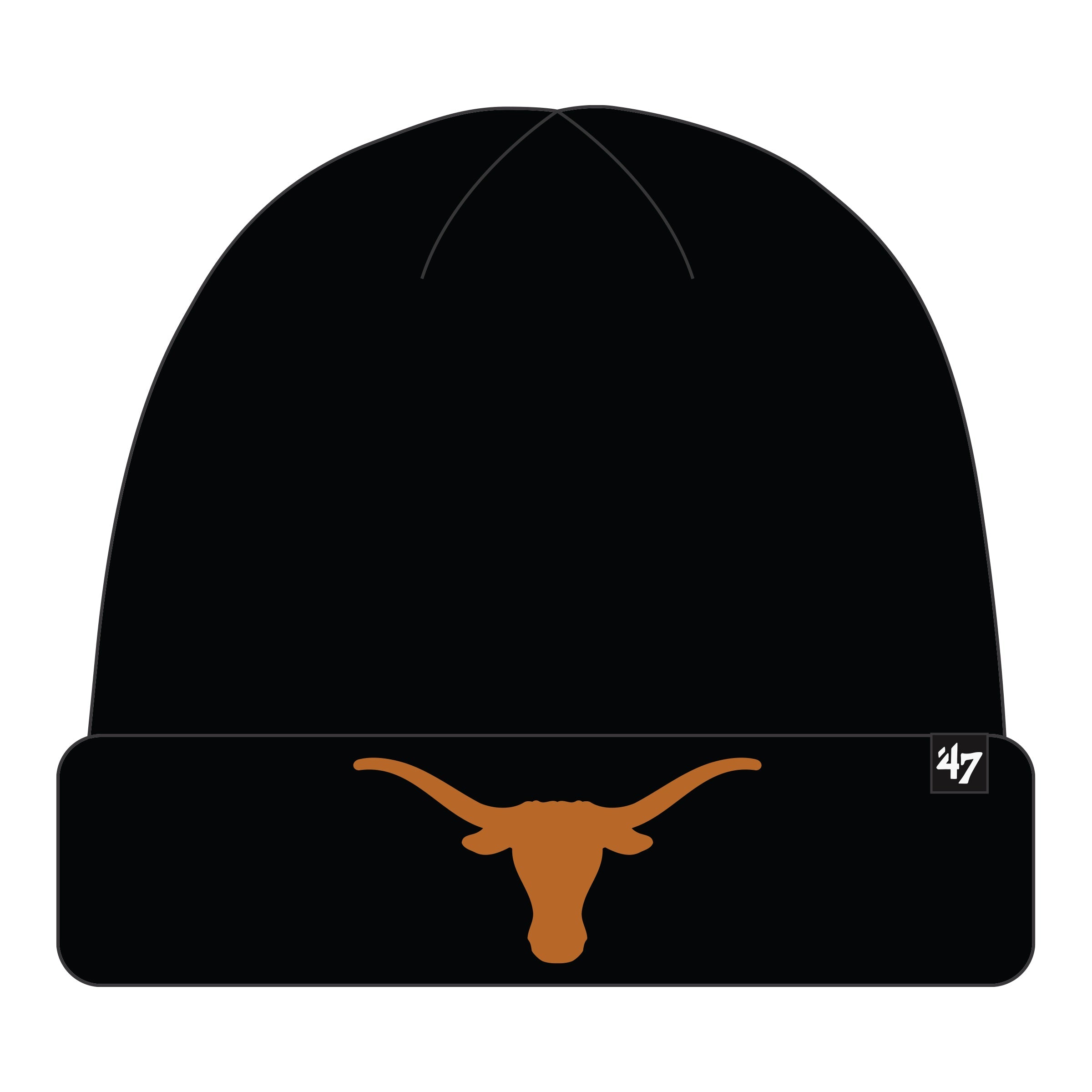 Texas Longhorns NCAA 47 Brand Men's Black Raised Cuff Knit Hat
