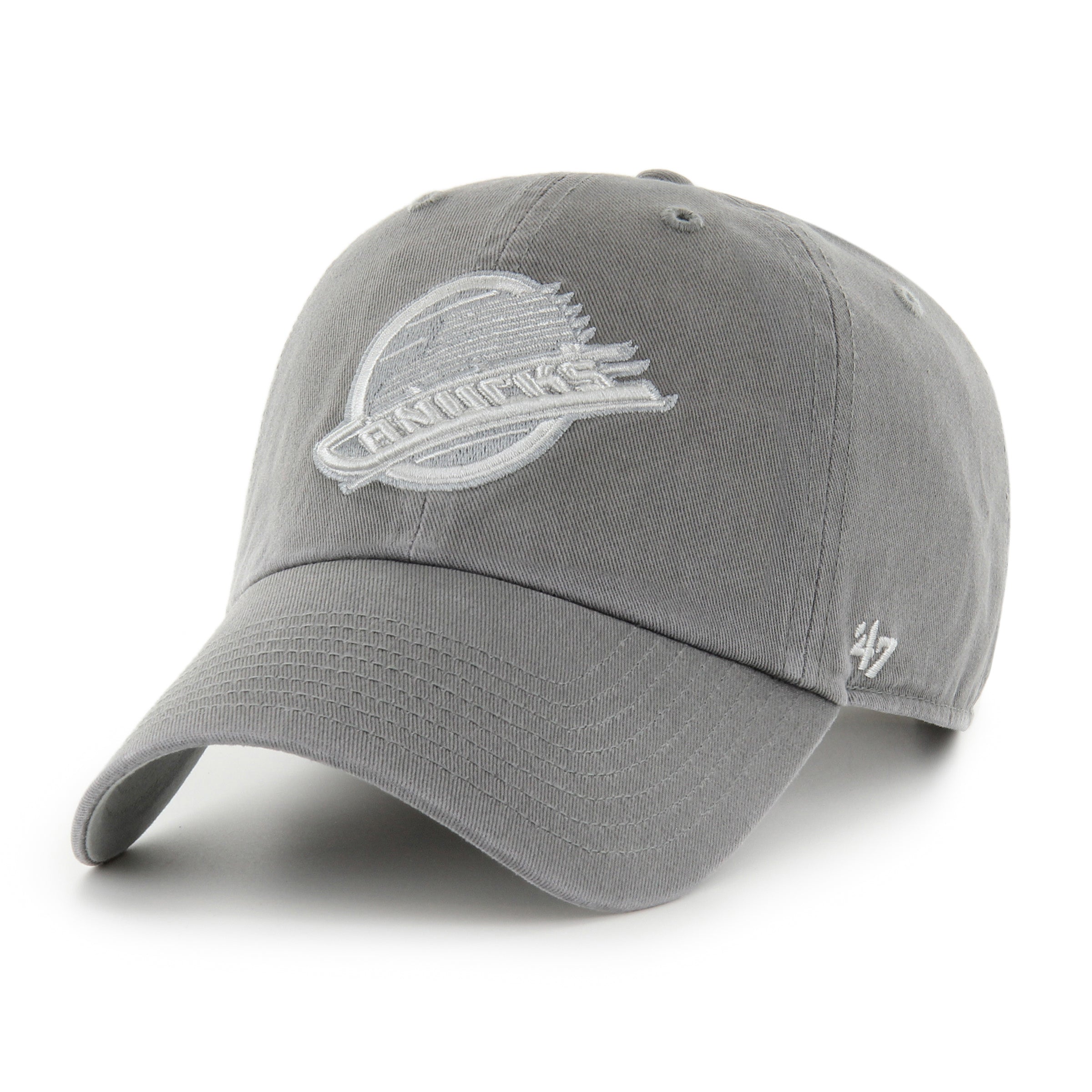 Casquette réglable 47 Brand pour homme, grise, modèle Ballpark Clean Up, équipe des Canucks de Vancouver de la LNH.