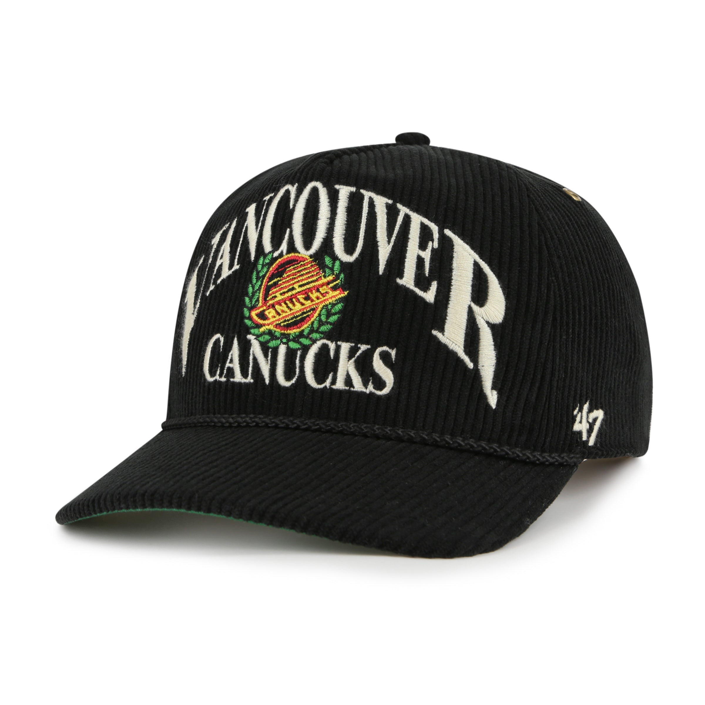 Vancouver Canucks NHL 47 Brand Men's Black Hitch Pitchout Rope Snapback