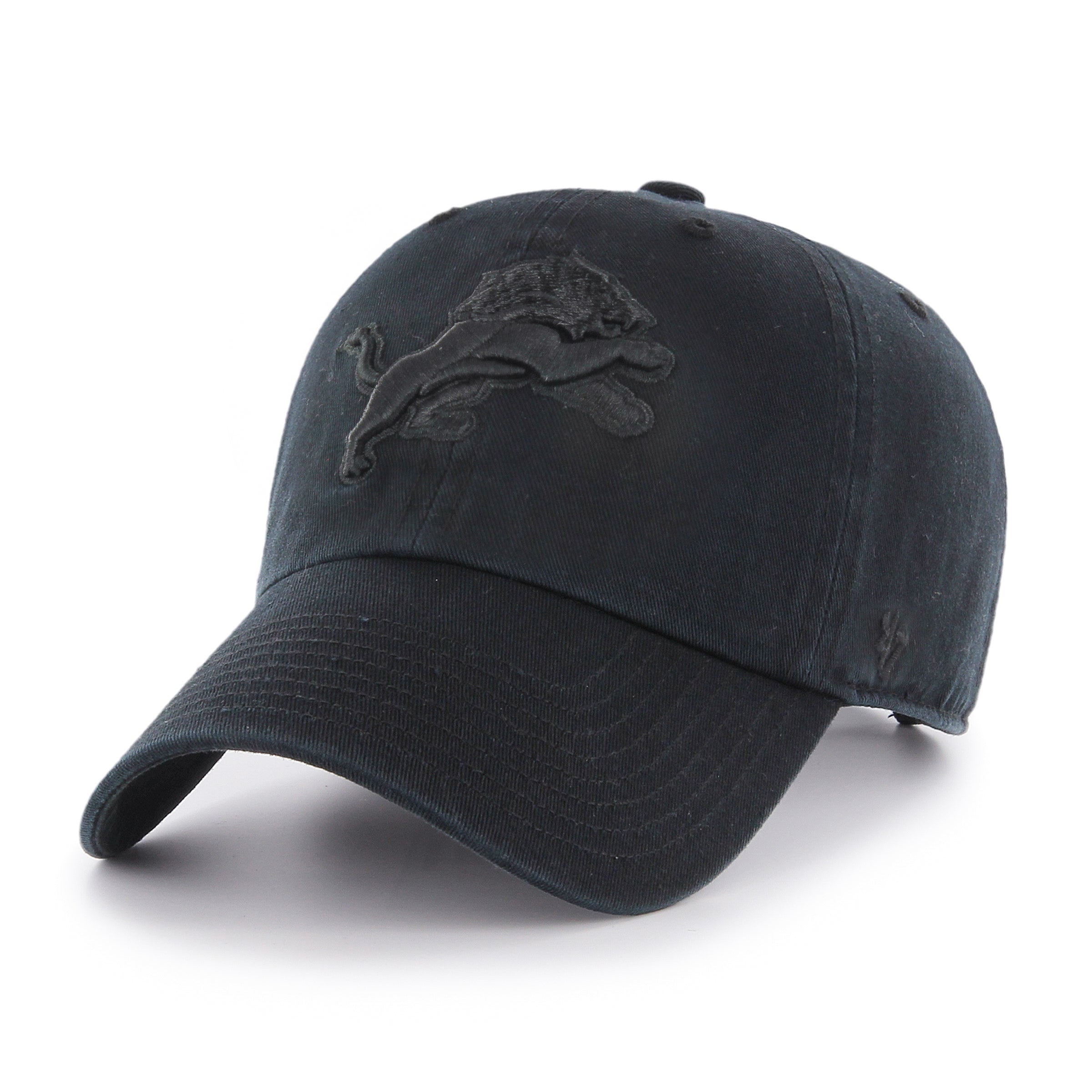 Detroit Lions NFL 47 Brand Men's Black On Black Clean up Adjustable Hat
