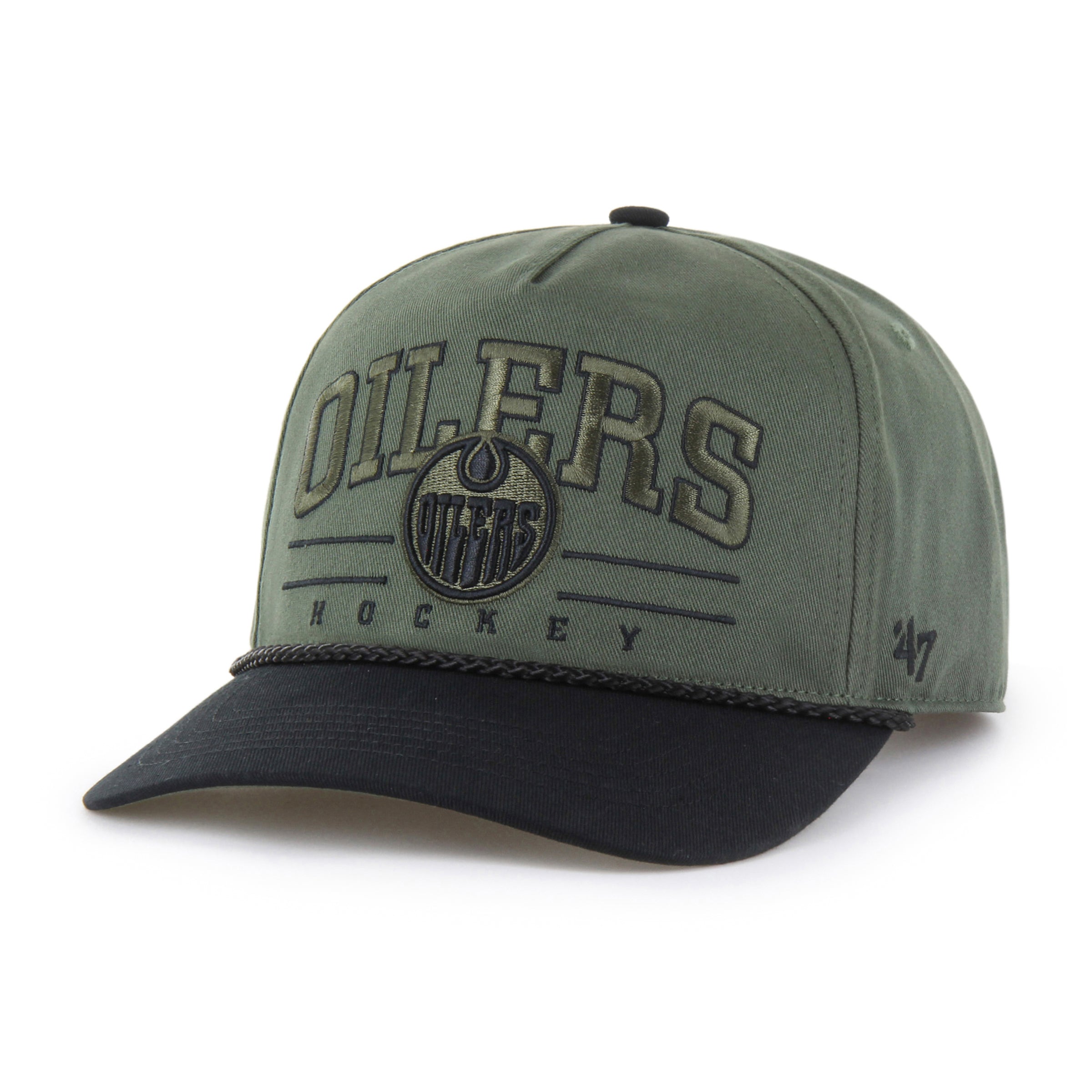 Edmonton Oilers NHL 47 Brand Men's Green Roscoe Rope Option Hitch Adjustable Hat