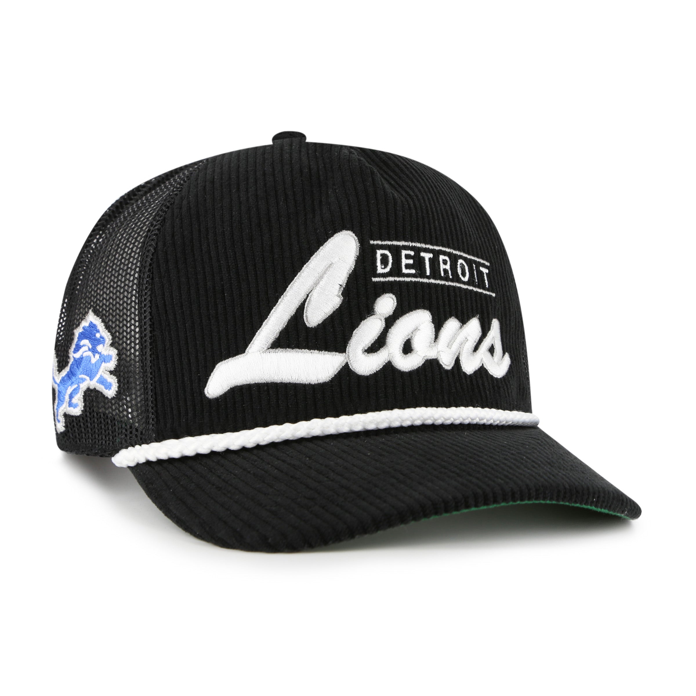 Detroit Lions NFL 47 Brand Men's Black Double Header Mesh Hitch Snapback