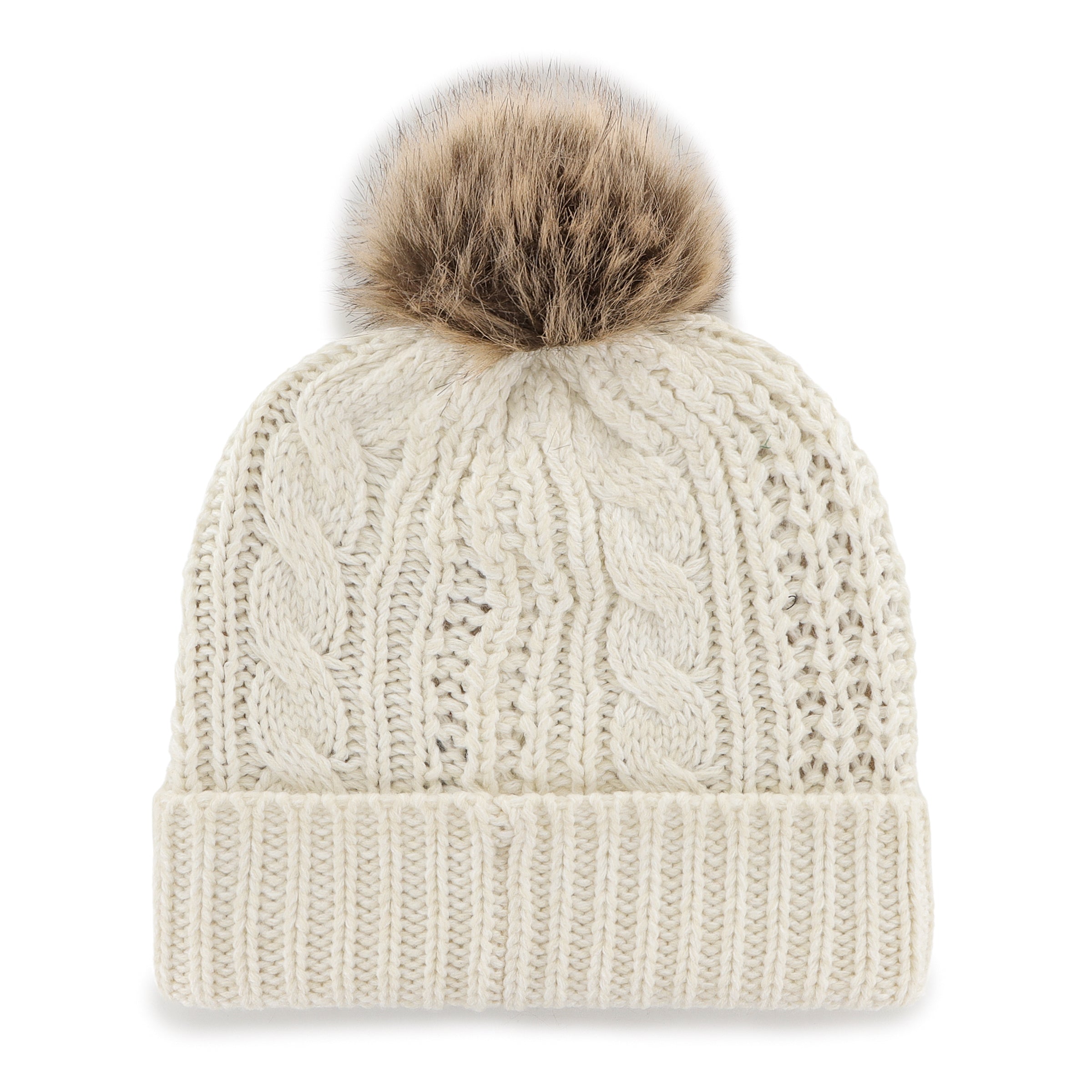 Edmonton Oilers NHL 47 Brand Women's Beige Meeko Cuff Pom Knit