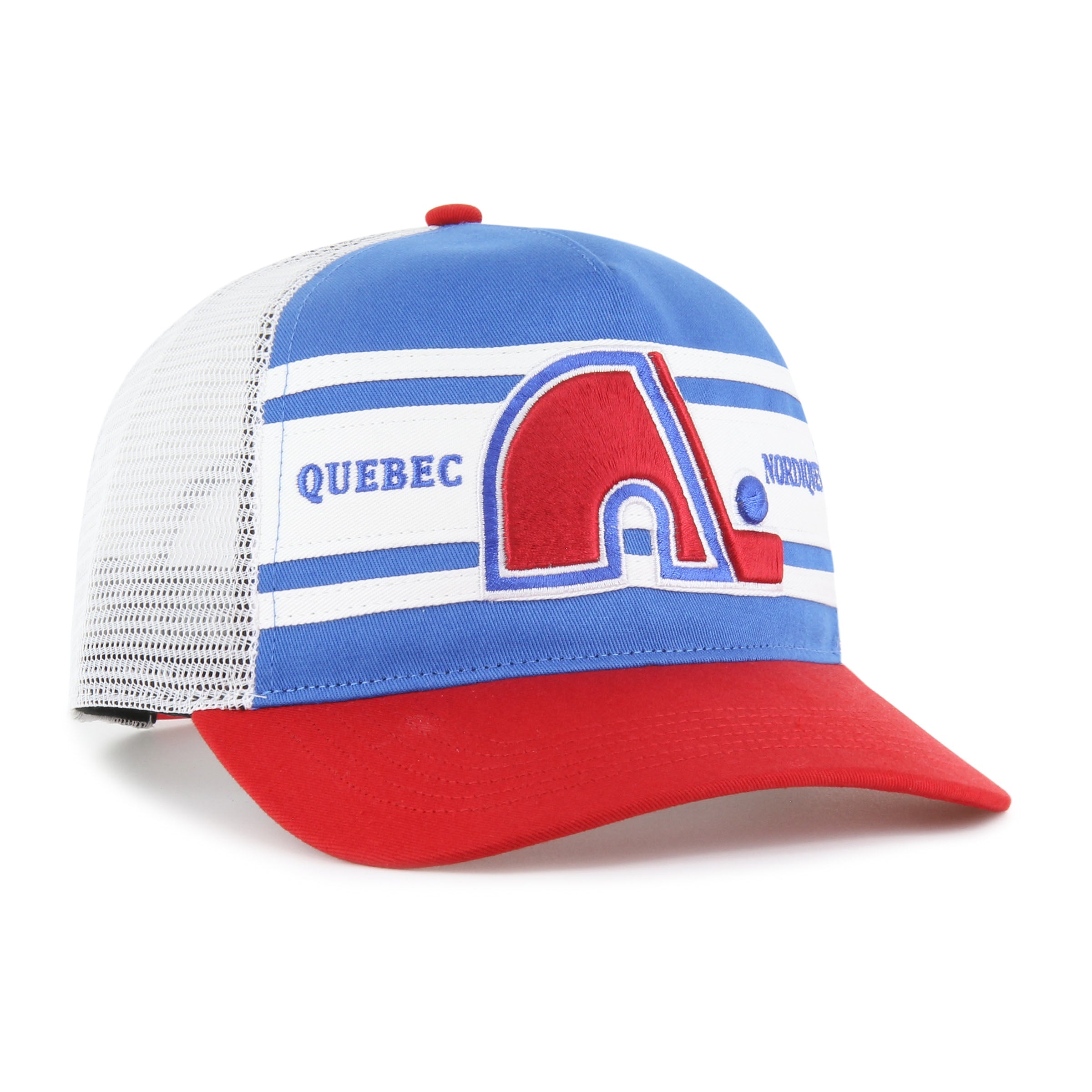 Quebec Nordiques NHL 47 Brand Men's Light Blue/Red Super Stripe Hitch Adjustable Hat