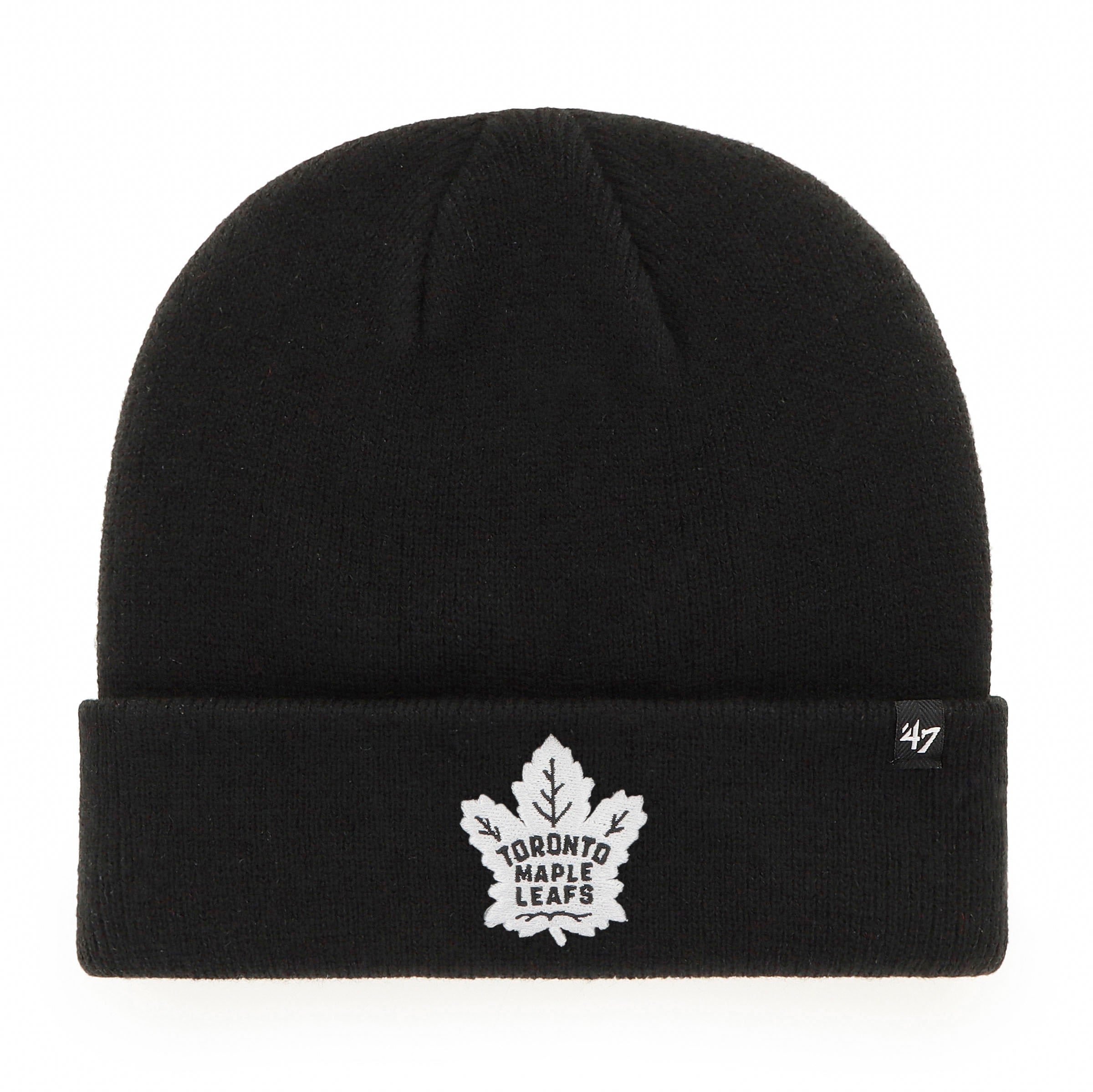 Toronto Maple Leafs NHL 47 Brand Men's Black Attitude Raised Cuff Knit Beanie