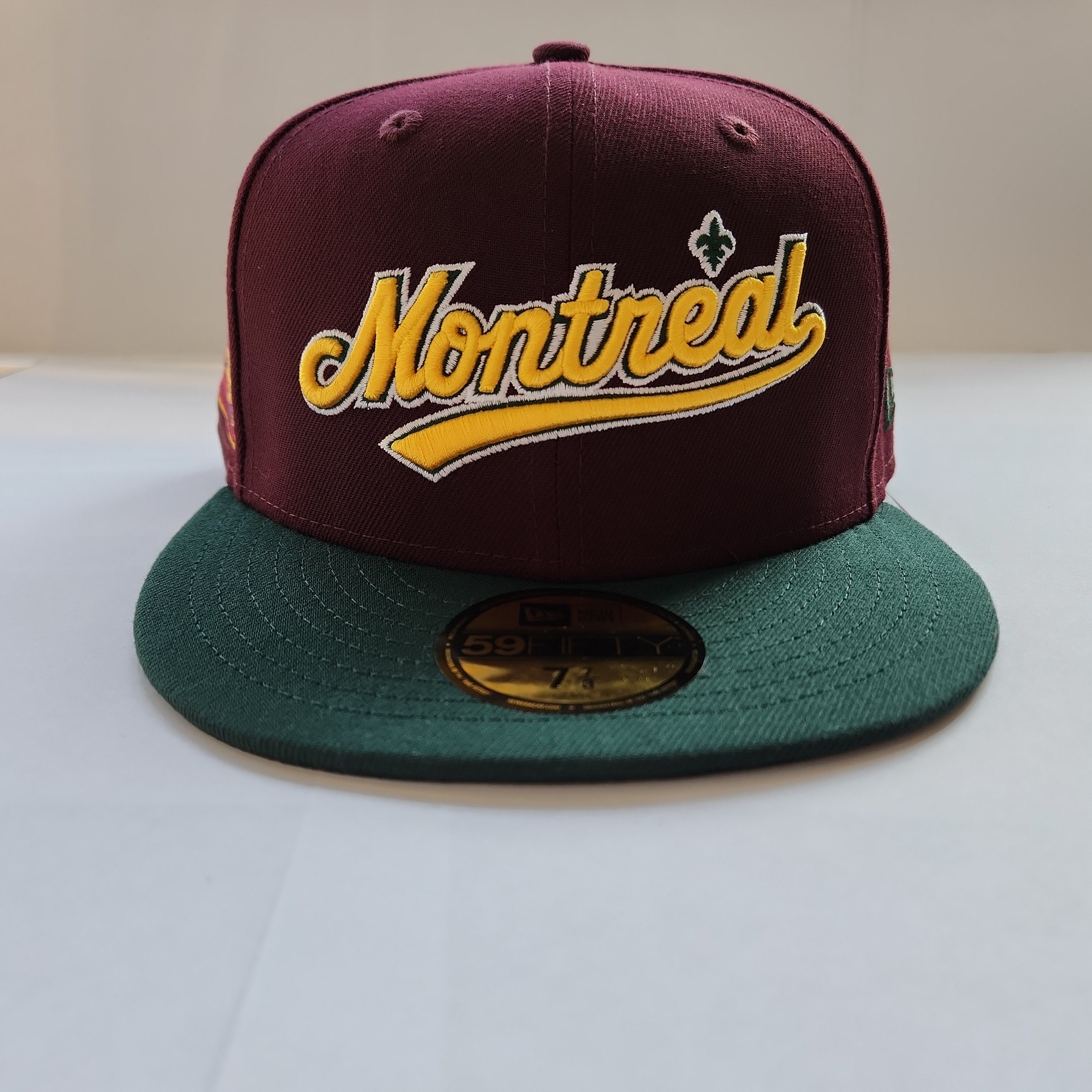 Montreal Expos MLB New Era Men's Maroon/Green 59Fifty Olympic Stadium Patch Cooperstown Fitted Hat