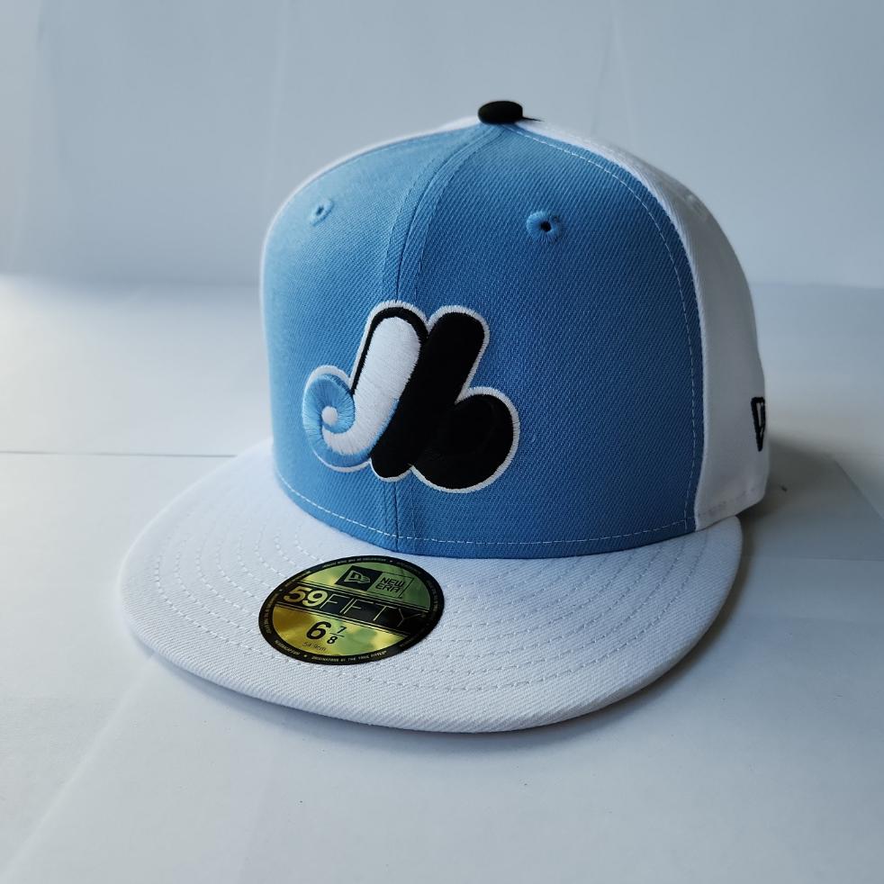 Casquette ajustée 59Fifty Cooperstown bleu clair/blanc New Era des Expos de Montréal pour hommes