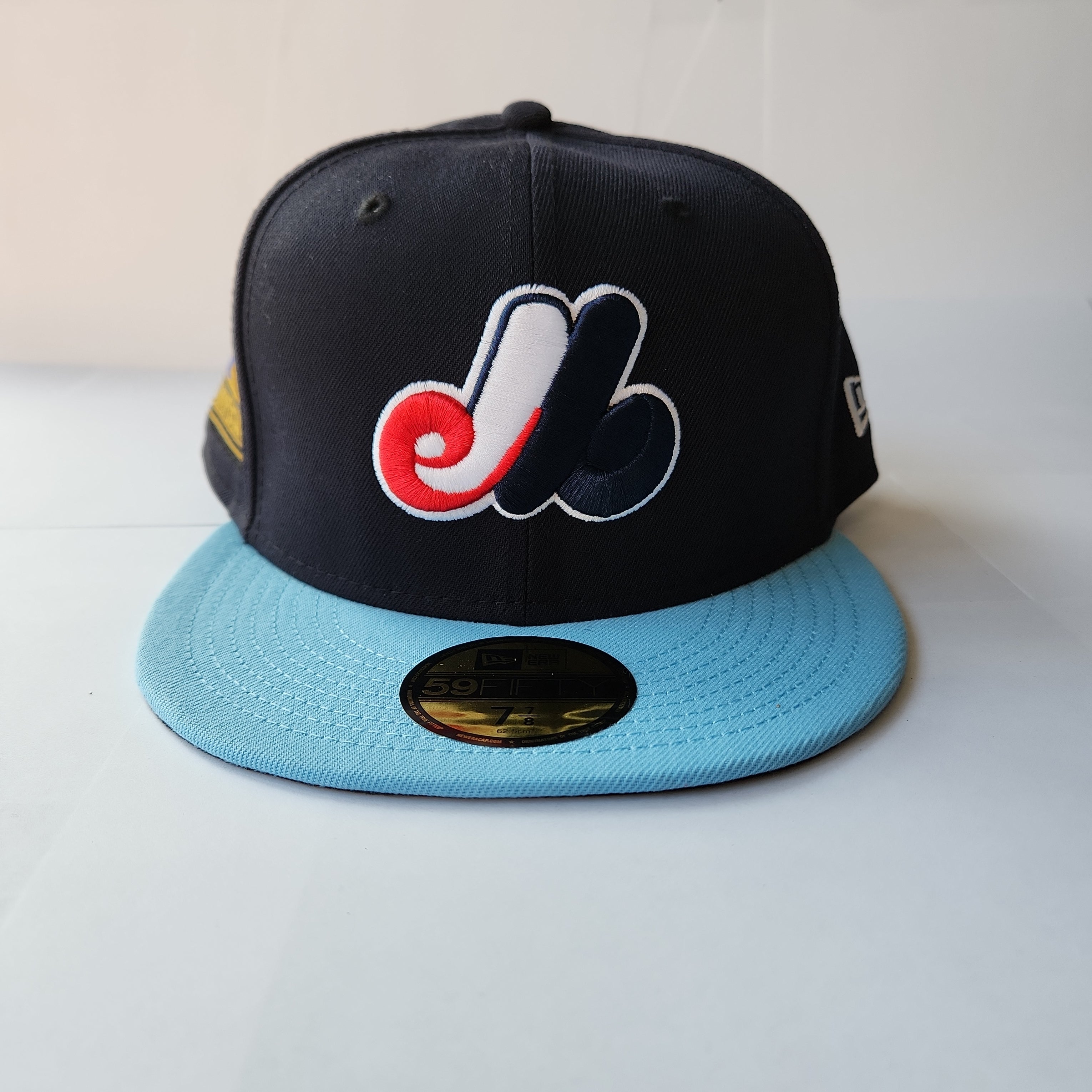 Casquette ajustée 59Fifty 125e anniversaire de Cooperstown des Expos de Montréal New Era pour hommes, bleu marine/bleu clair