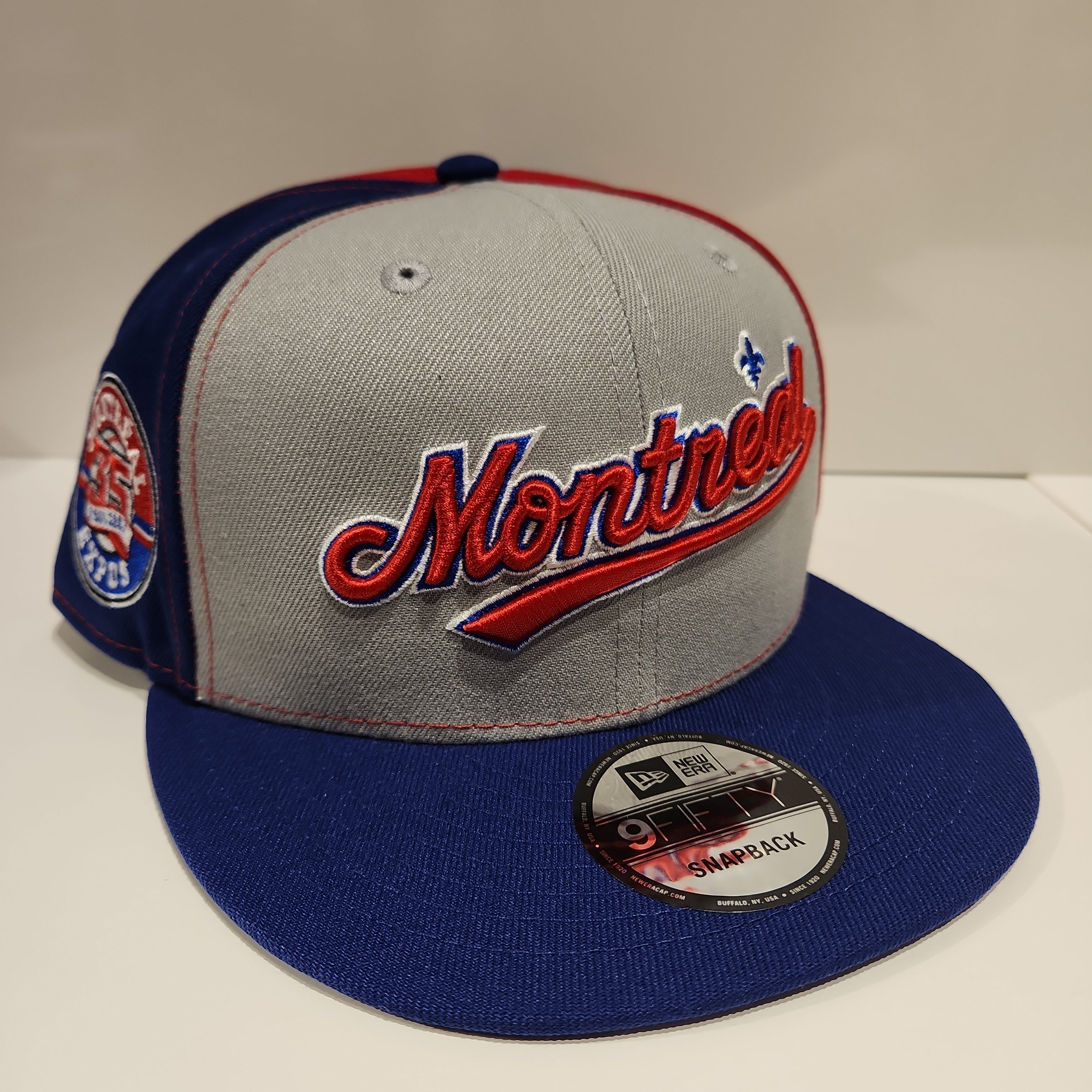 Expos de Montréal MLB New Era pour hommes, gris 9Fifty Cooperstown 35e anniversaire, uniforme rétro Snapback