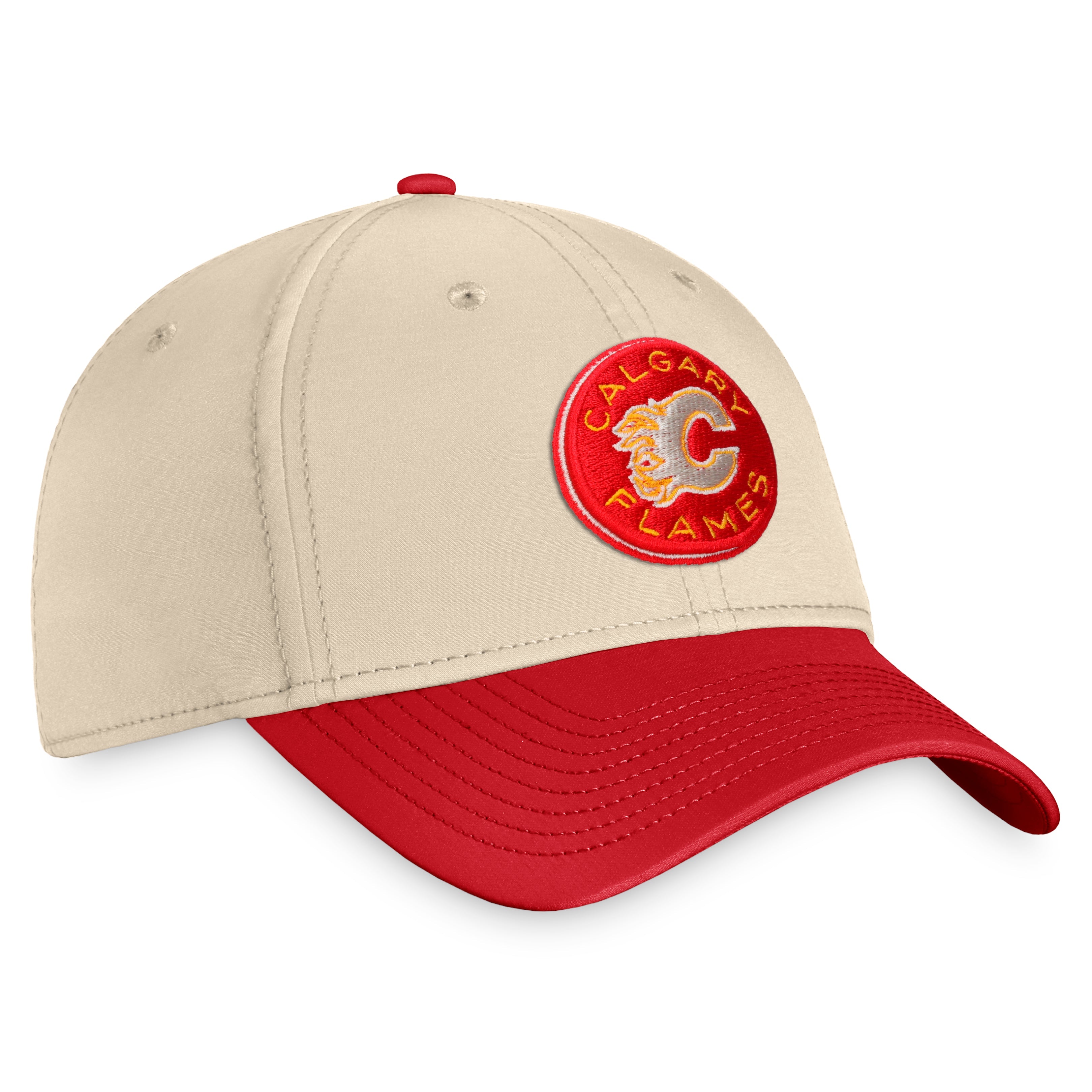 Calgary Flames NHL Fanatics Branded Men's Cream/Red 2023 Heritage Classic Stretch Fit Hat