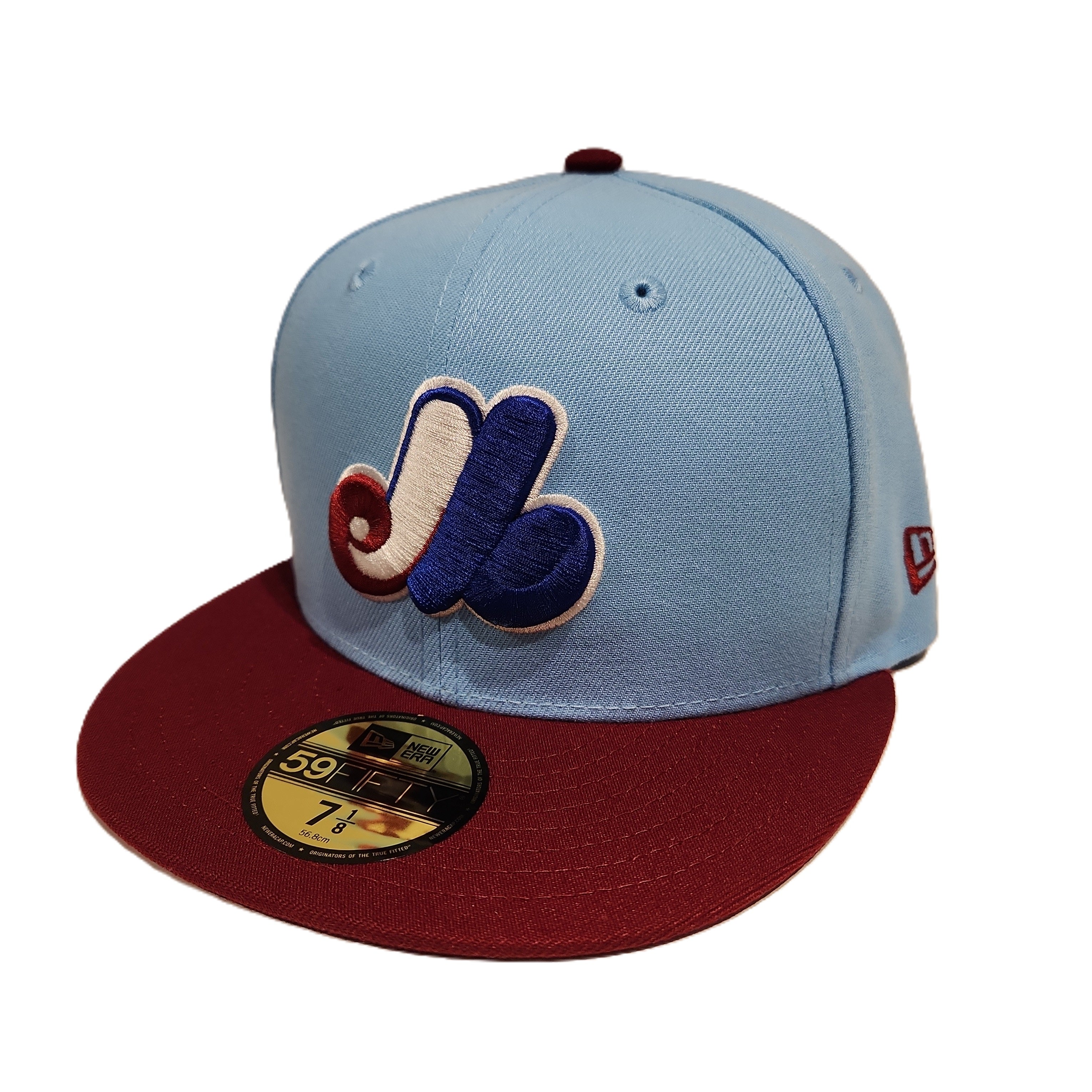 Expos de Montréal MLB New Era Casquette ajustée bicolore bleu clair/rouge 59Fifty Cooperstown pour hommes 