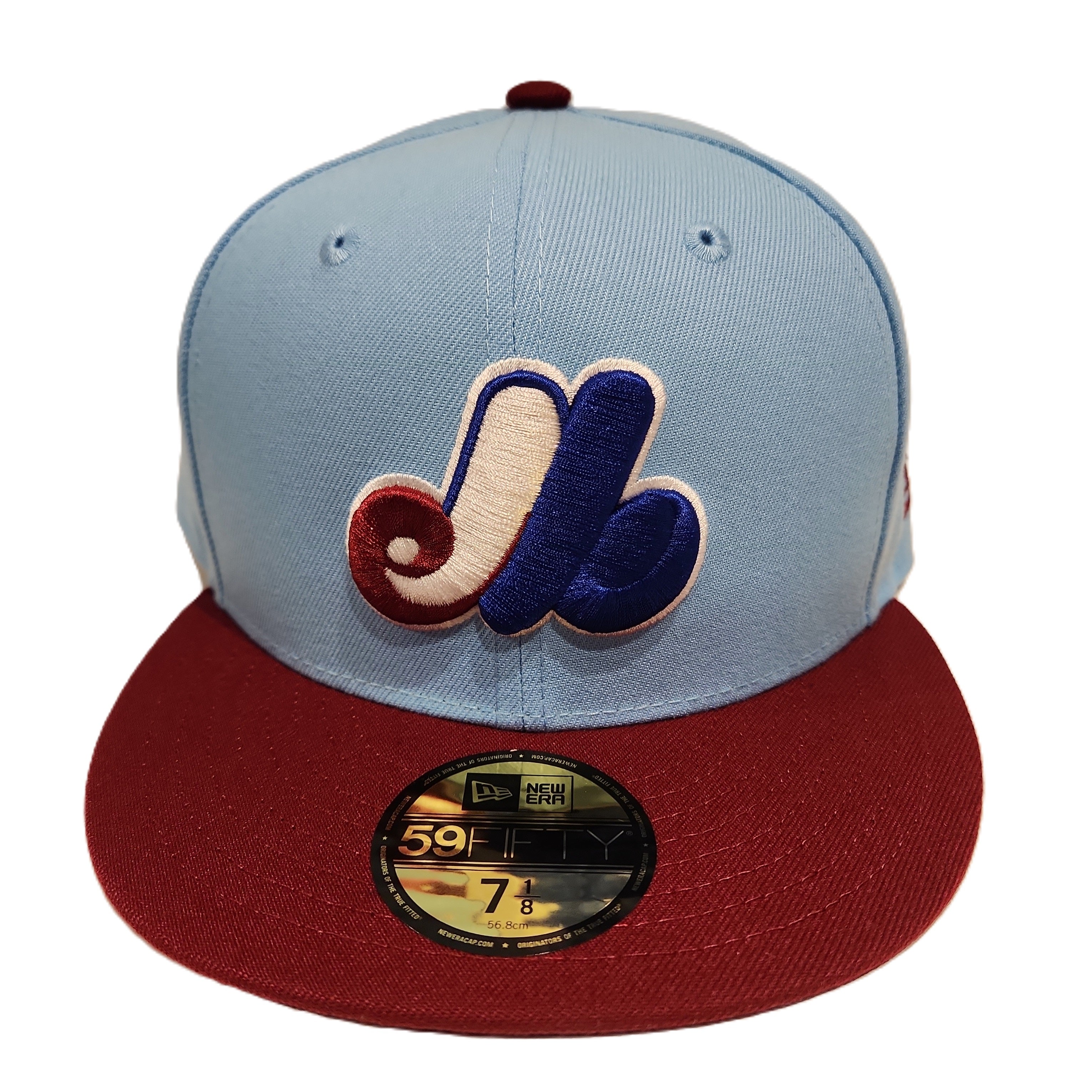 Expos de Montréal MLB New Era Casquette ajustée bicolore bleu clair/rouge 59Fifty Cooperstown pour hommes 