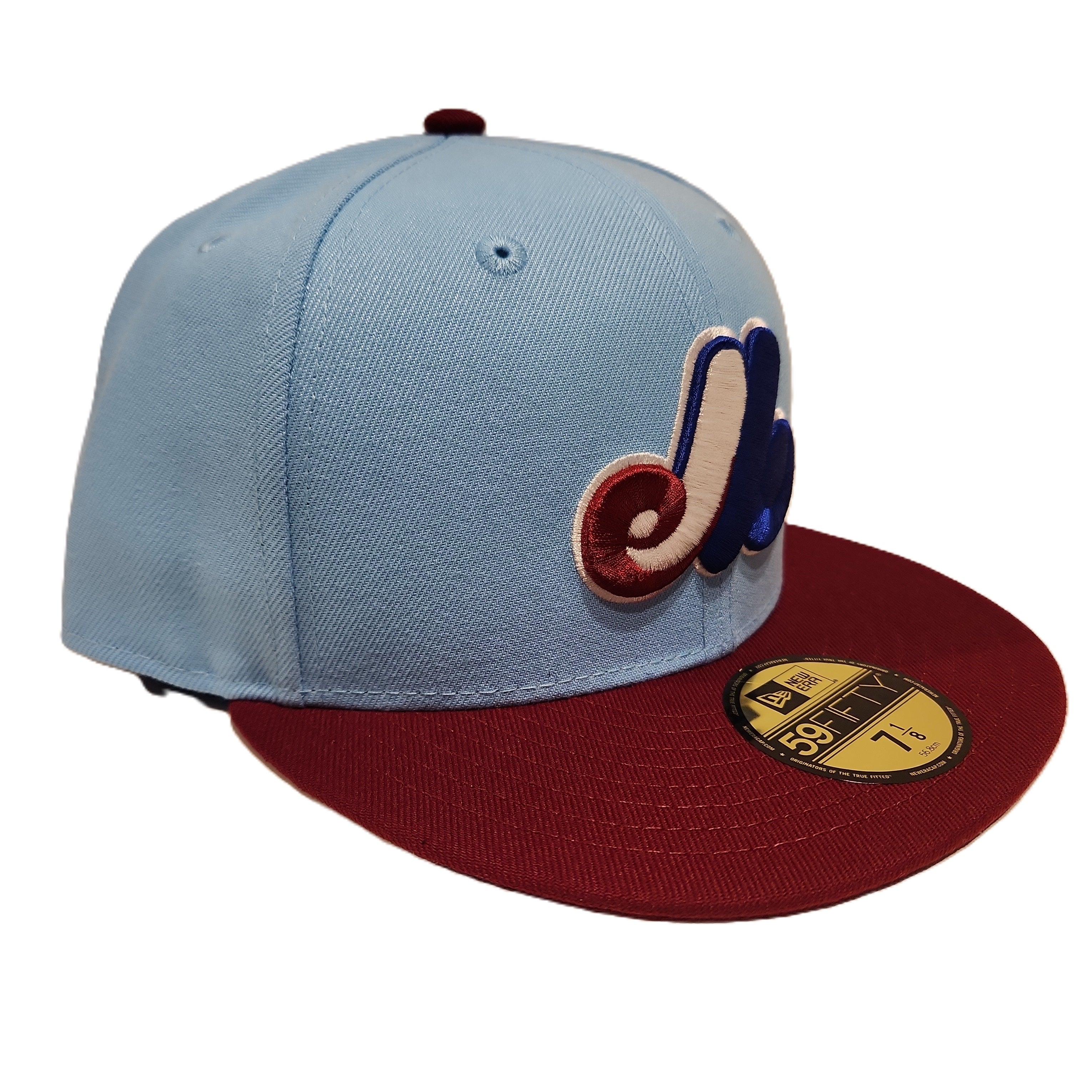 Expos de Montréal MLB New Era Casquette ajustée bicolore bleu clair/rouge 59Fifty Cooperstown pour hommes 