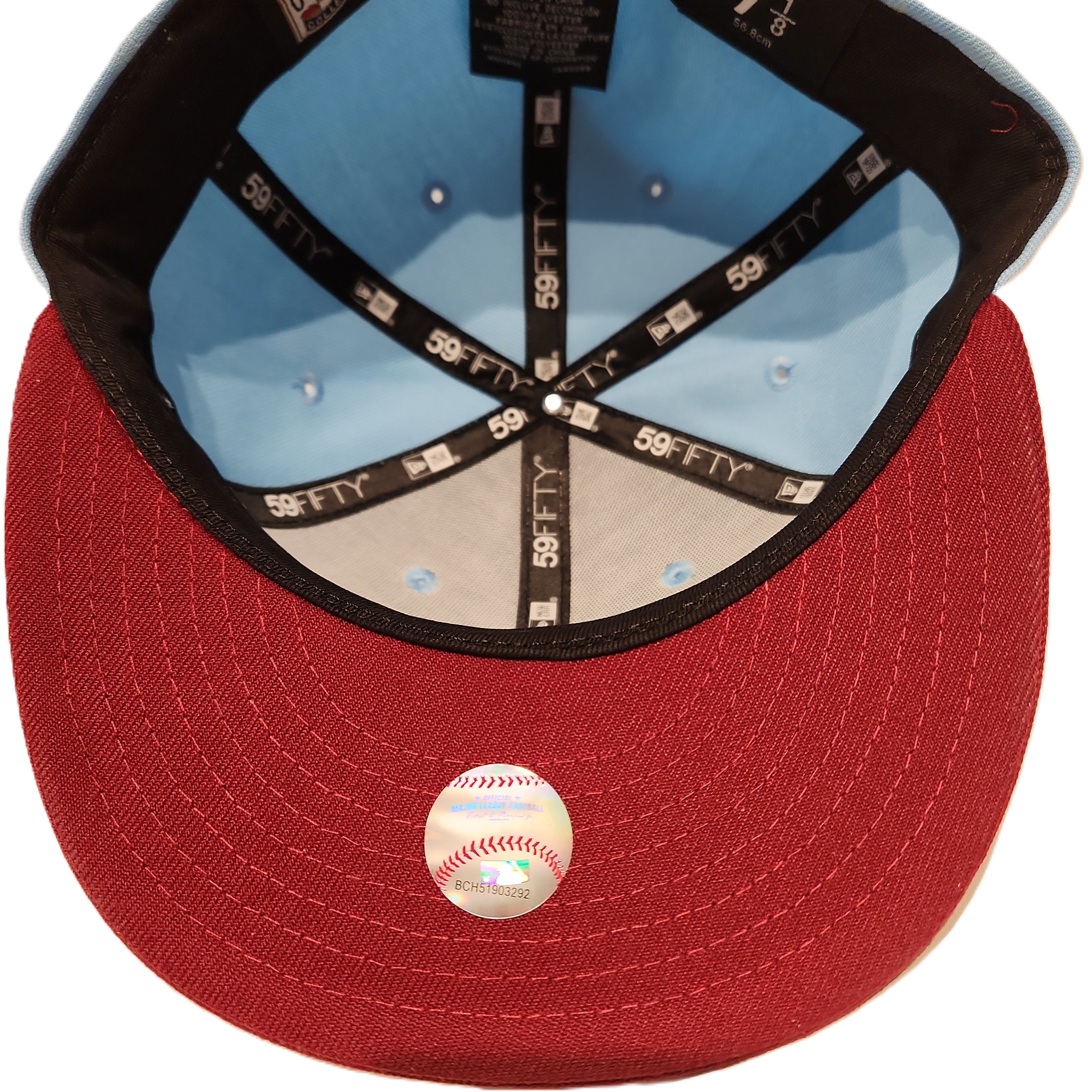 Expos de Montréal MLB New Era Casquette ajustée bicolore bleu clair/rouge 59Fifty Cooperstown pour hommes 