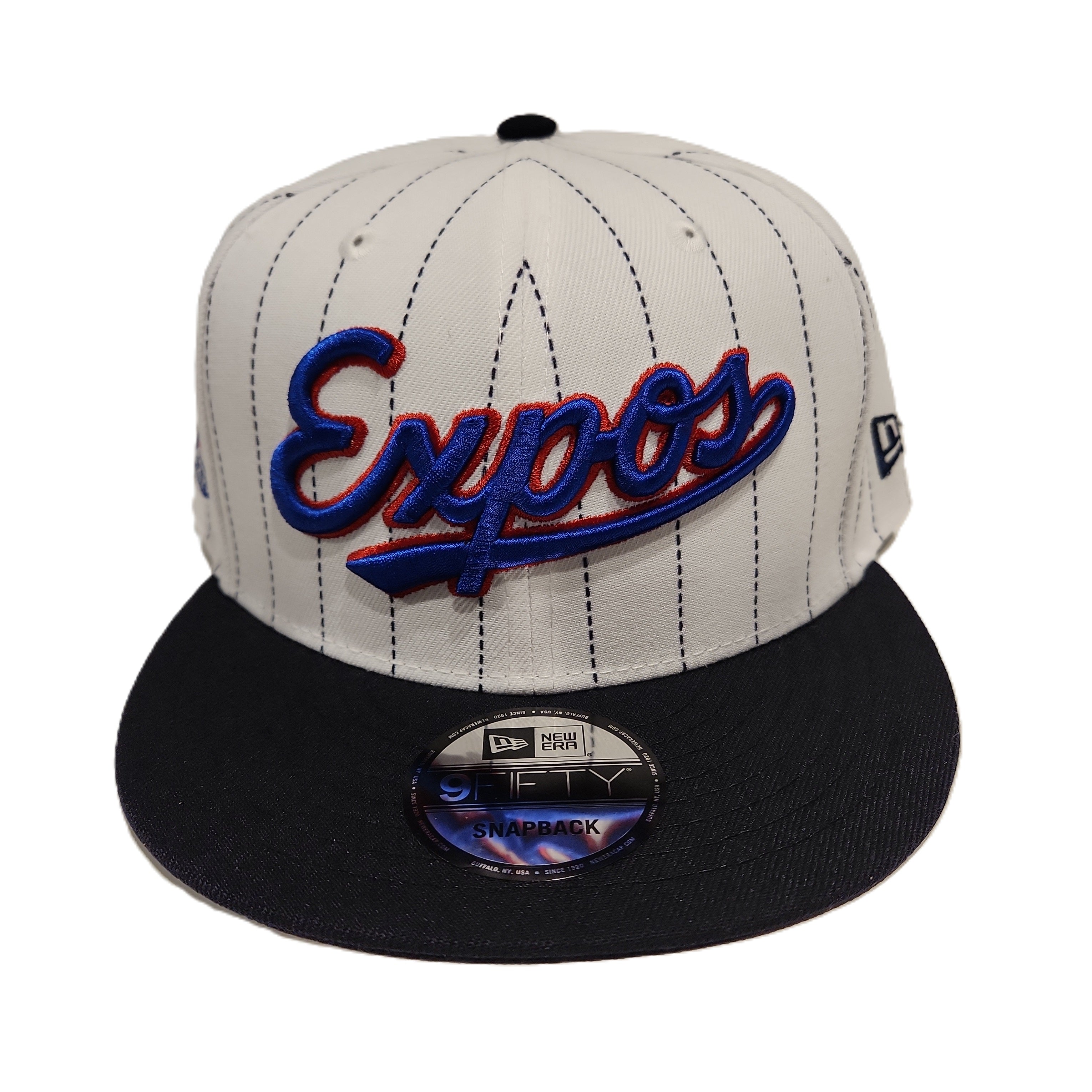 Montreal Expos MLB New Era Men's White 9Fifty Cooperstown Pinstripe Retro Uniform Snapback